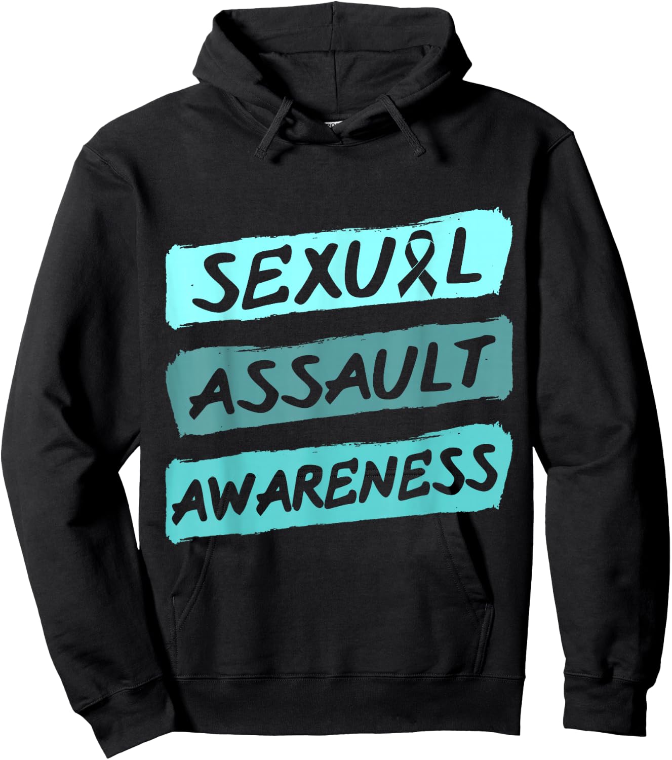 Sexual Assault Awareness Teal Ribbon Hoodie - Hoodie | Black