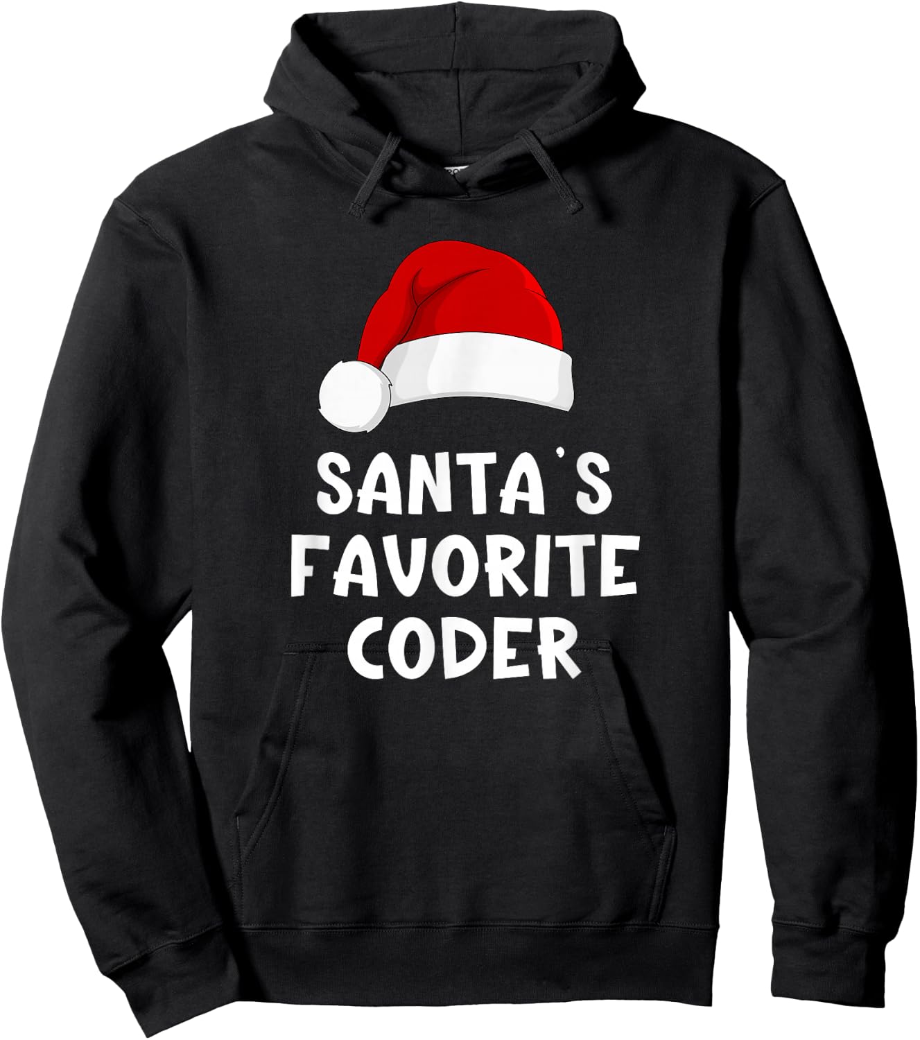 Christmas Santa's Favorite Coder Funny Xmas Pajama Coding Hoodie - Hoodie | Black