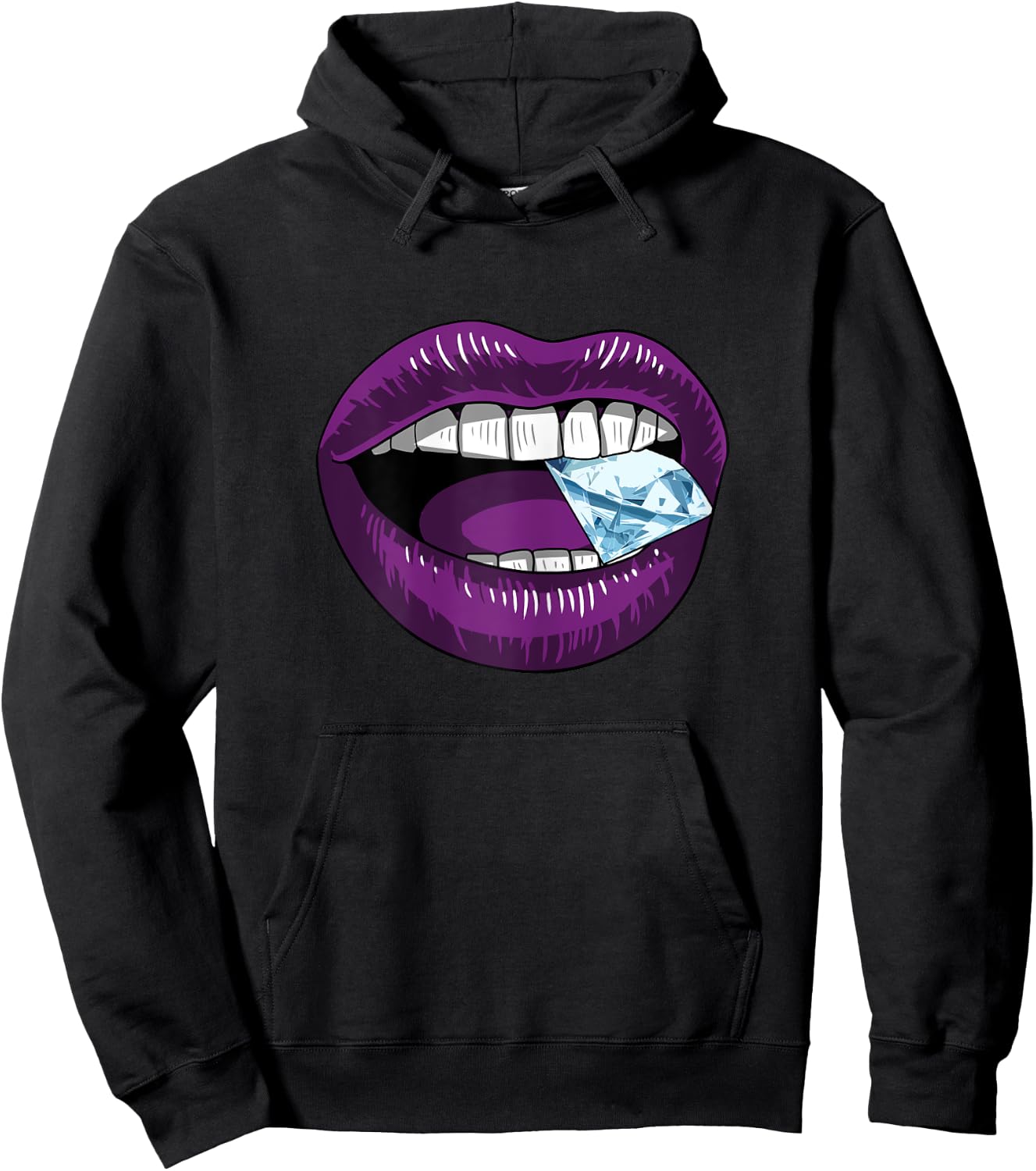 Violet Magenta Jewel Lips Girl Babe Mouth Sexy Gem Lady Gift Hoodie - Hoodie | Black