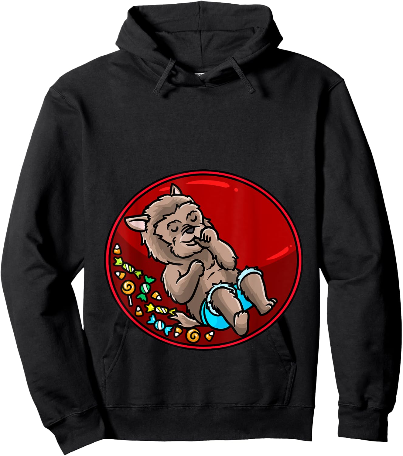 Baby Werewolf Pregnant Halloween Hoodie - Hoodie | Black
