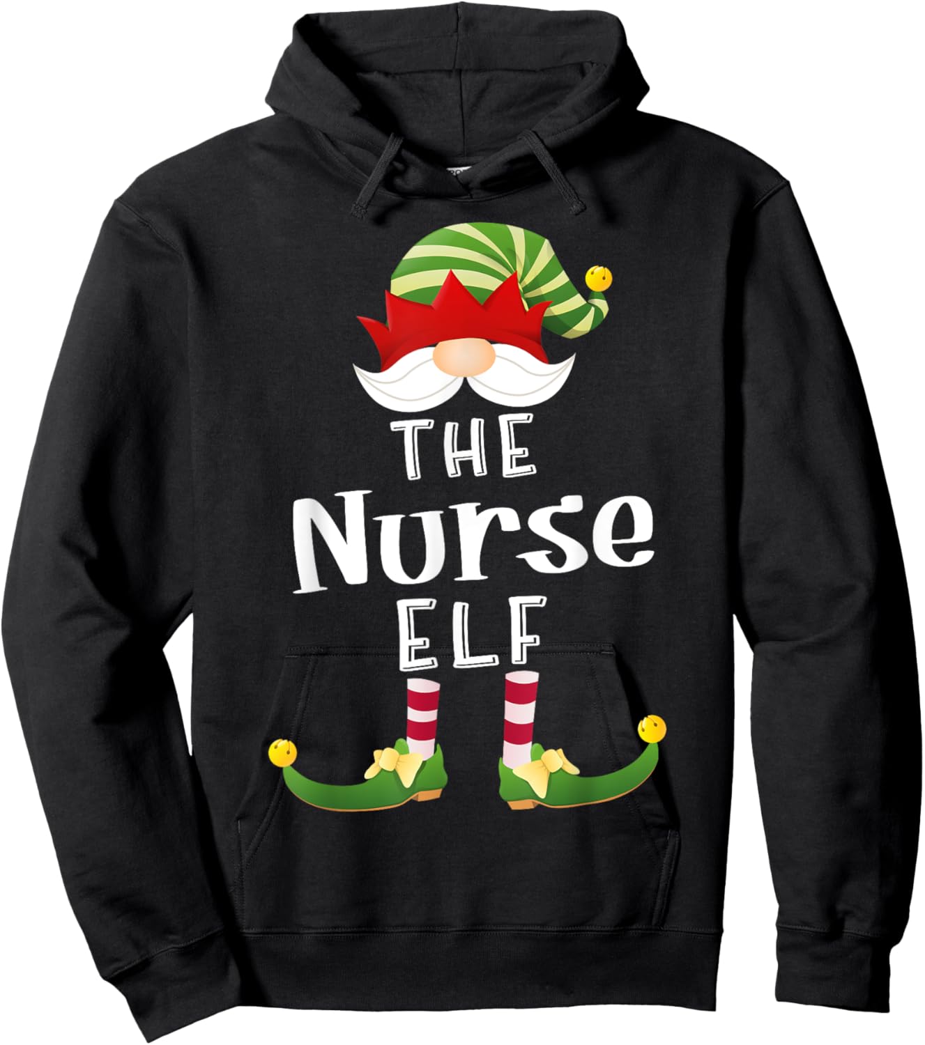Nurse Elf Group Christmas Funny Pajama Party Hoodie - Hoodie | Black