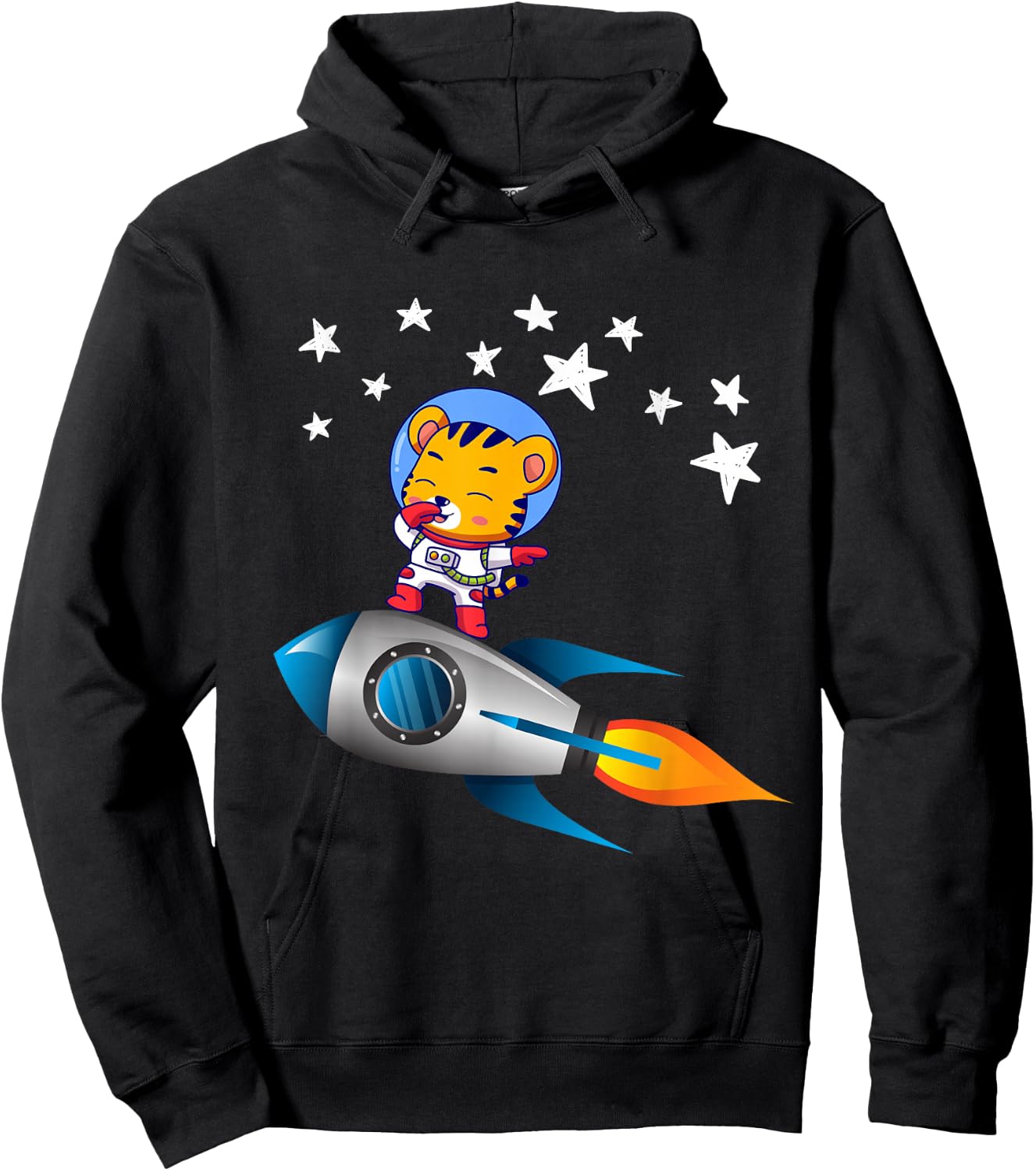 Tiger Astronaut Dabbing On Rocket Space Ship Dab Hoodie - Hoodie | Black