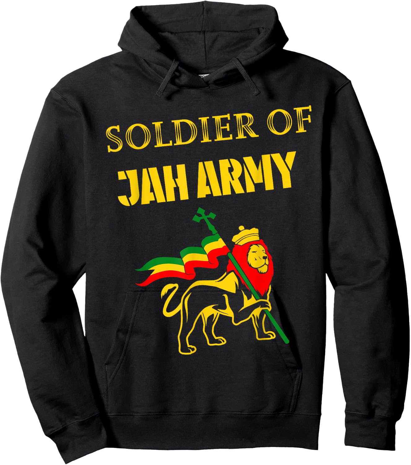 Men Women Jamaica Reggae Jah Army Rastafari Lion of Judah Hoodie - Hoodie | Black