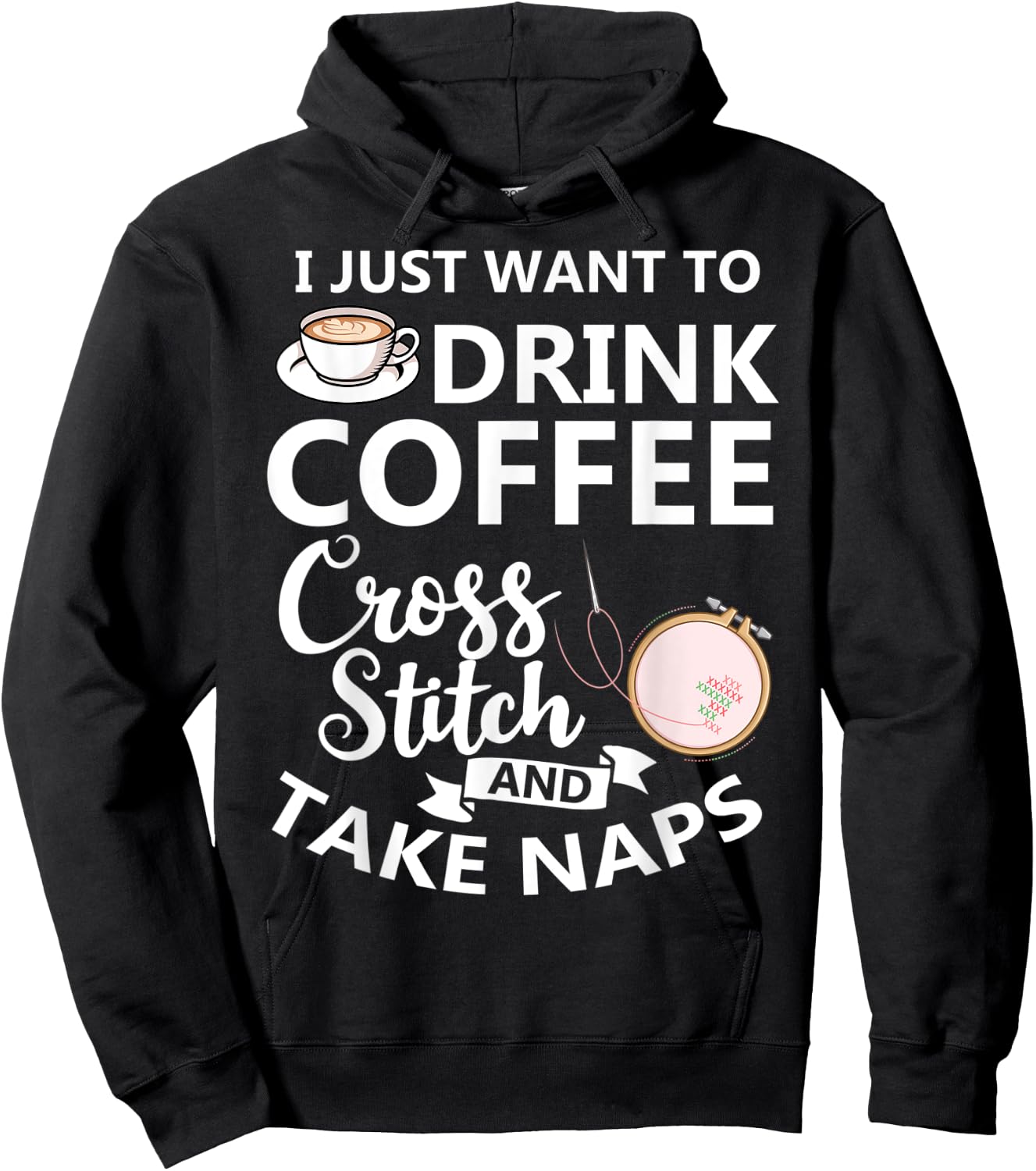 Cross Stitch Counted Pattern Beginner Alphabet Needle Hoodie - Hoodie | Black