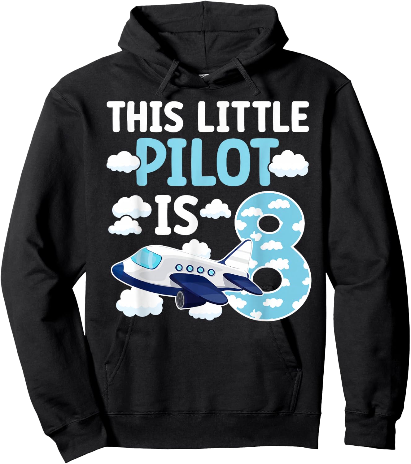 8th Airplane Birthday Party Eight Year Old Pilot Birthday Hoodie - Hoodie | Black