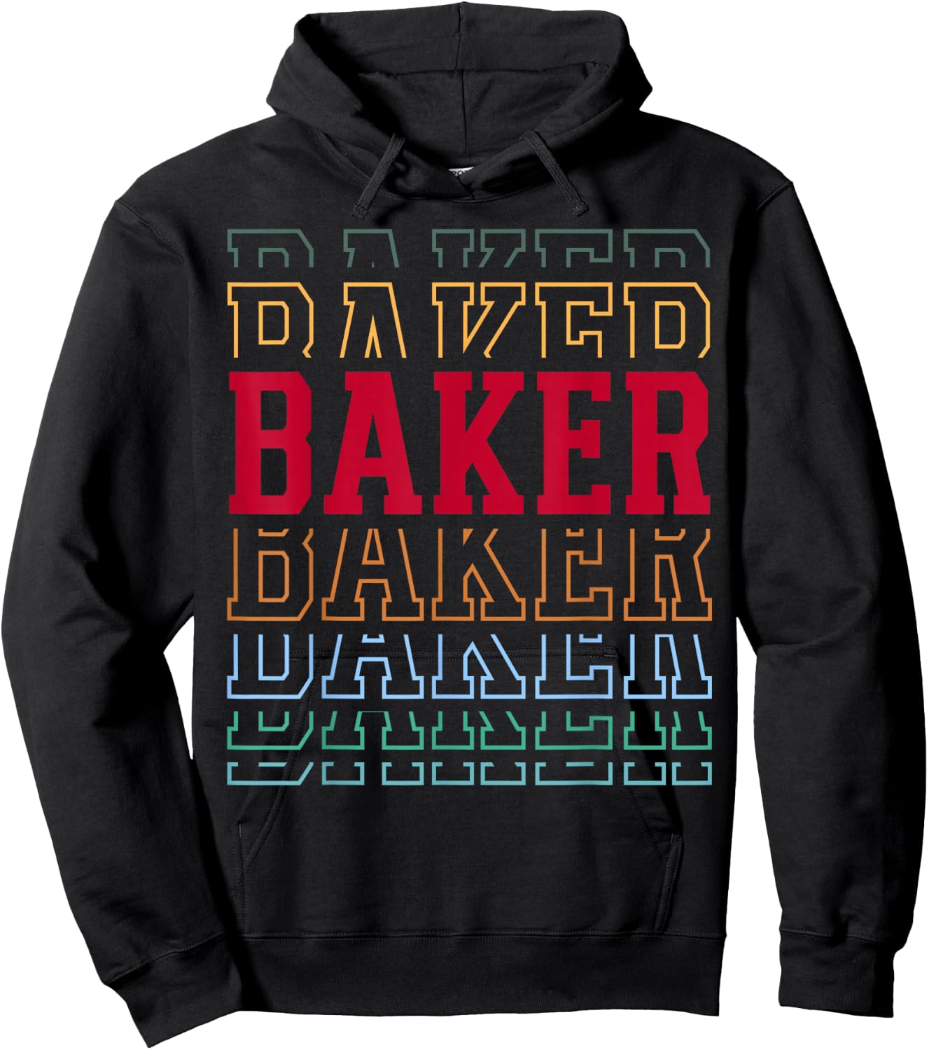 Baker Funny Retro Layered Text Baking Men Women Hoodie - Hoodie | Black
