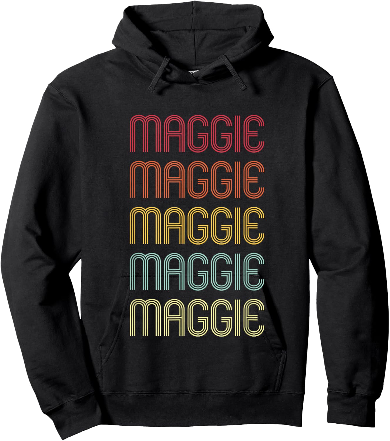 Maggie Retro Wordmark Pattern Vintage Personalized 70s Hoodie - Hoodie | Black