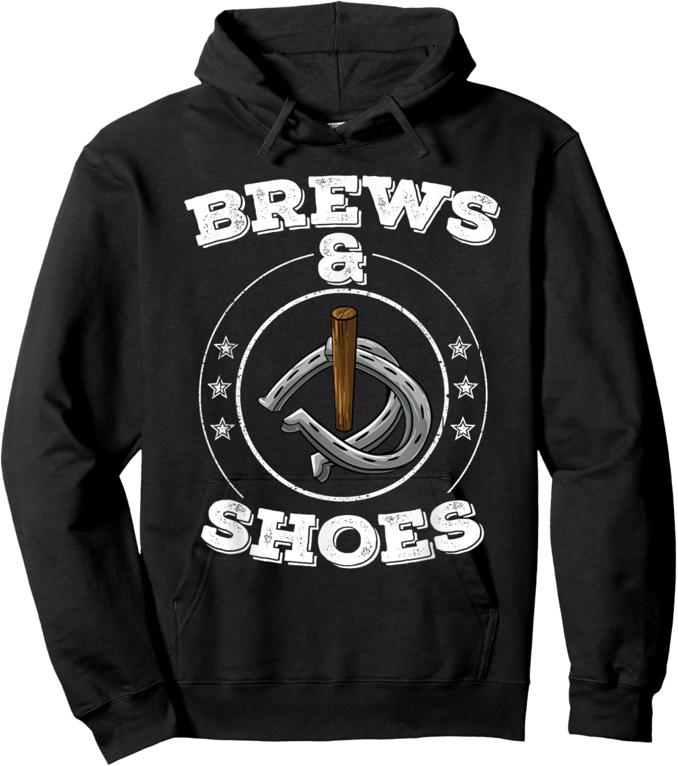Cool Brews & Shoes | Funny Horseshoe Throwing Drinker Gift Hoodie - Hoodie | Black