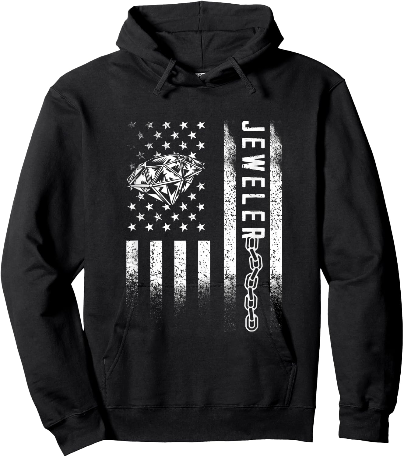 Jeweler Diamond USA American Flag Jewel Jewellery Goldsmith Men Hoodie - Hoodie | Black