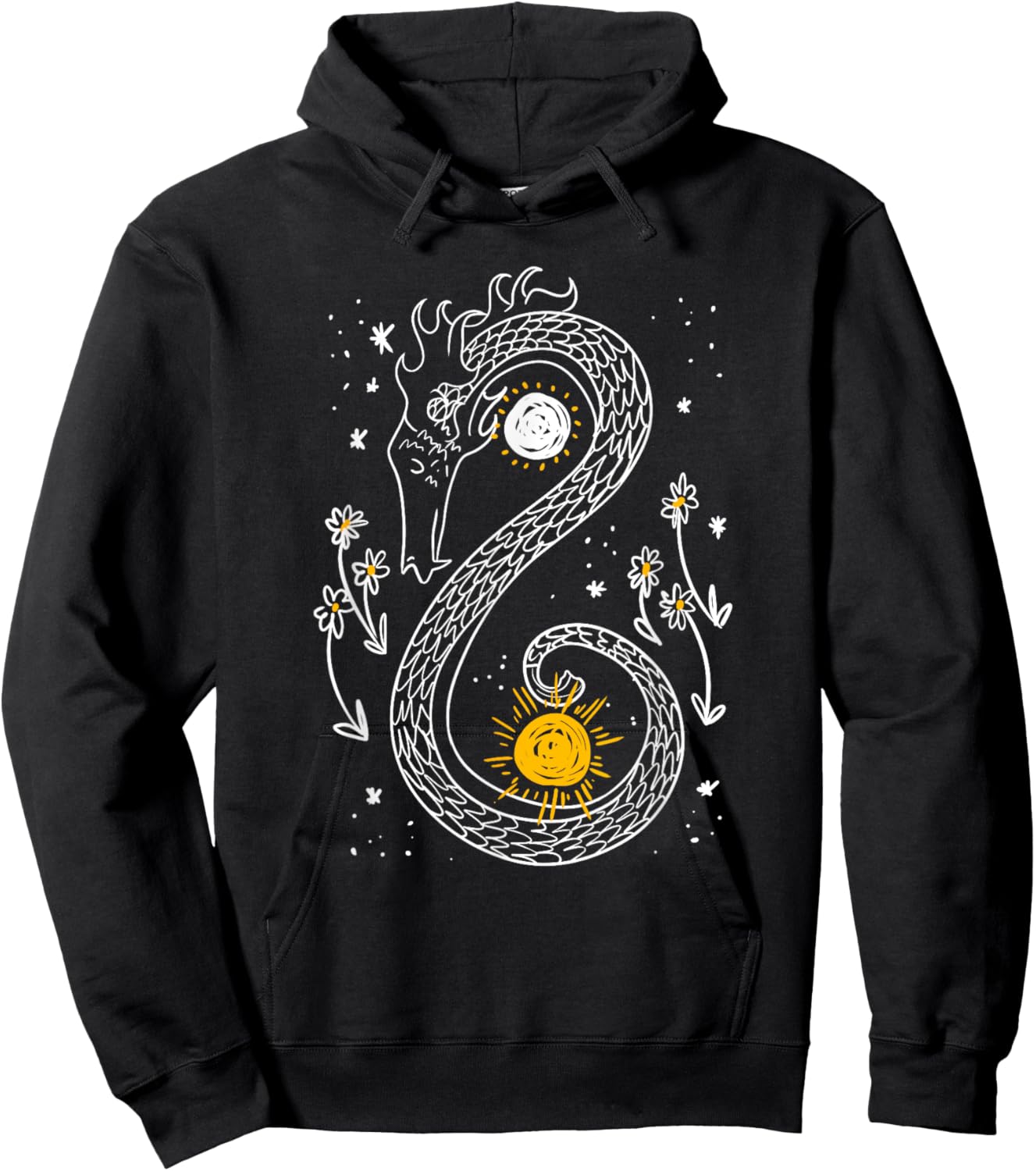 Yin Yang Sun Moon Dragon Daisy Star Animal Galaxy Lover Gift Hoodie - Hoodie | Black