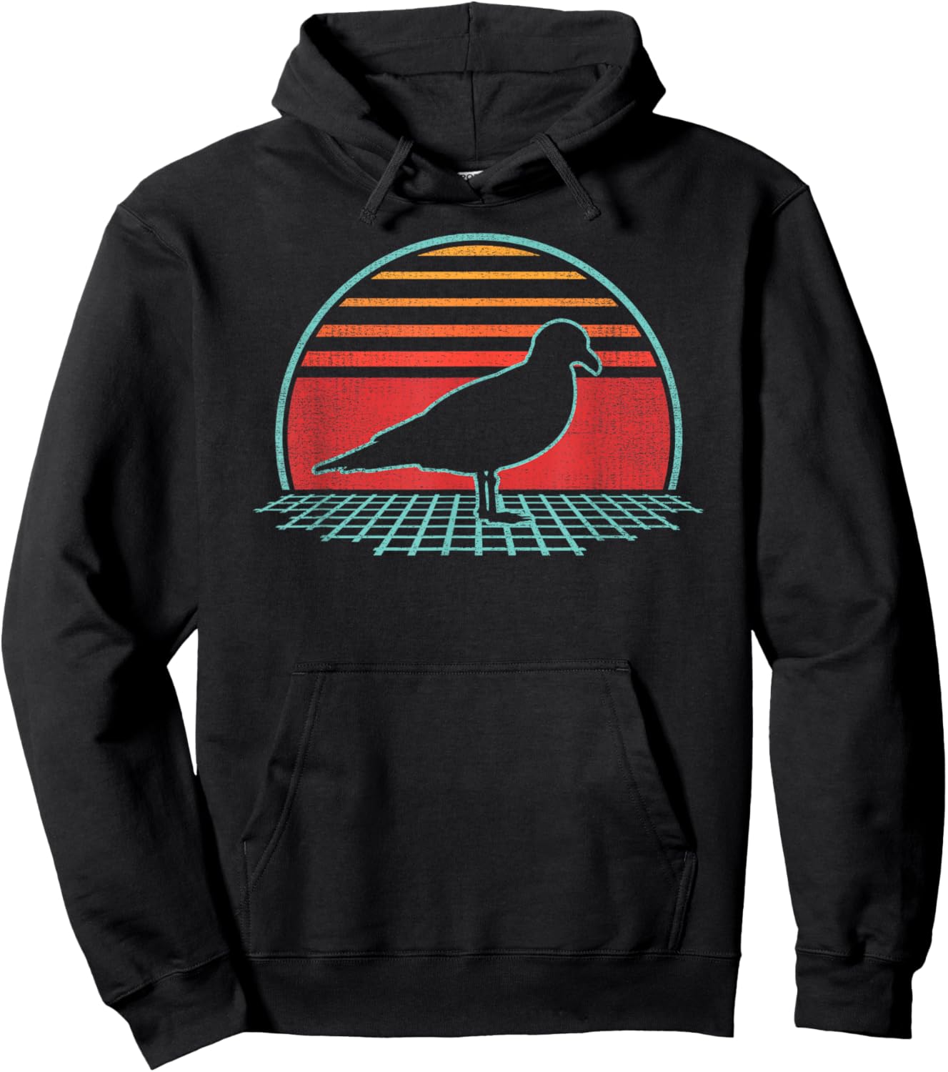 Seagull Bird Retro Vintage 80s Style Birding Gift Hoodie - Hoodie | Black