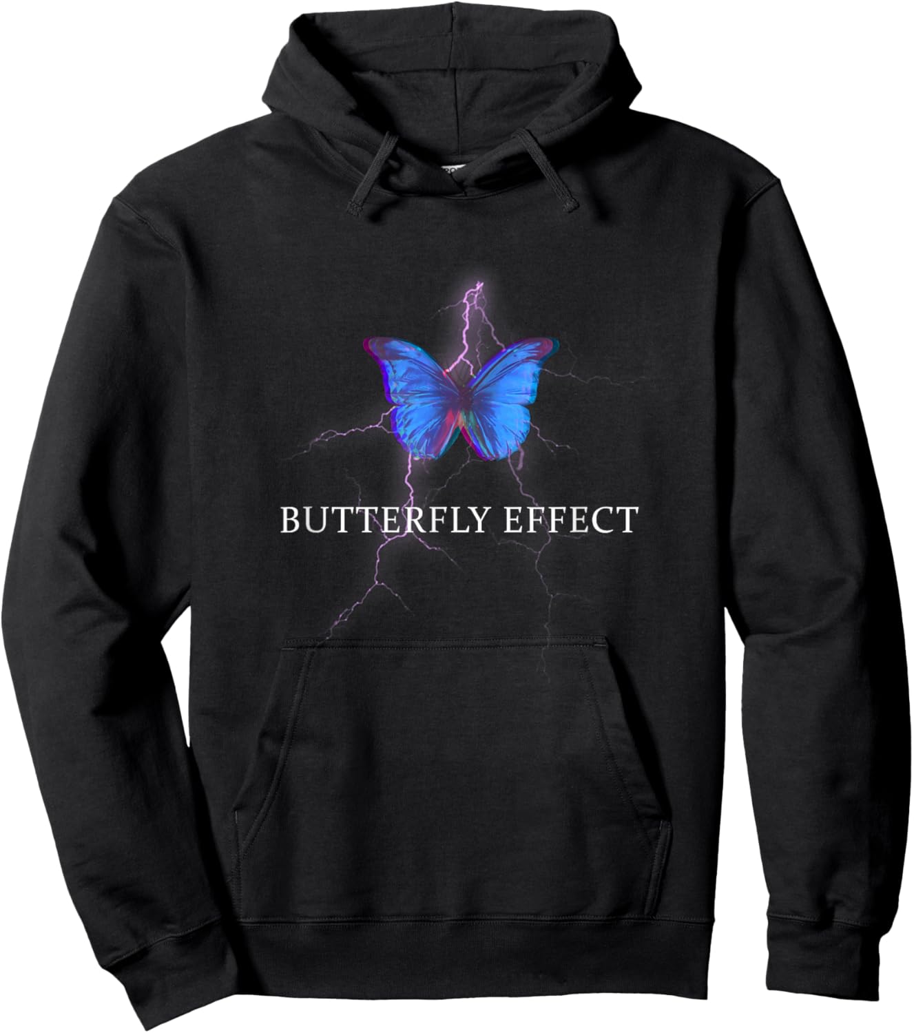 Butterfly Effect - Purple Lightning Soft Grunge Aesthetic Hoodie - Hoodie | Black