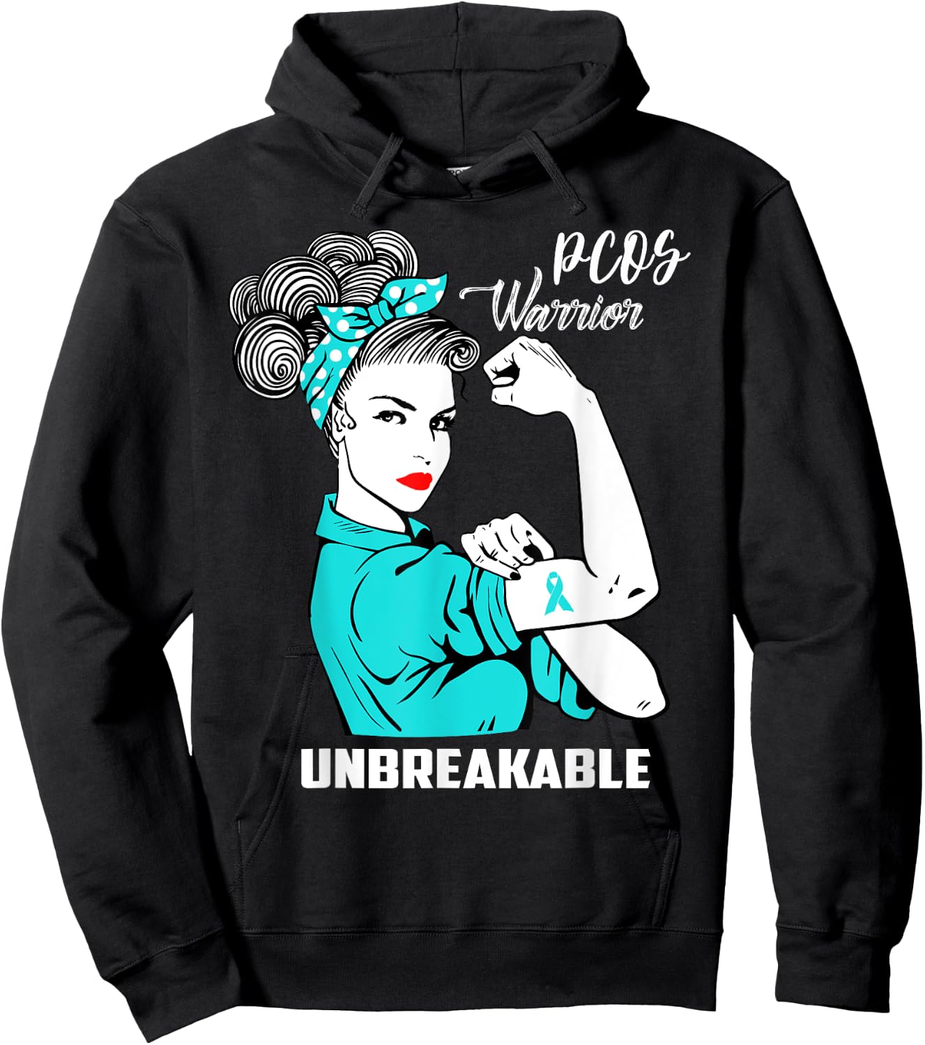 PCOS Warrior Unbreakable PCOS Awareness Gift Shirt Hoodie - Hoodie | Black