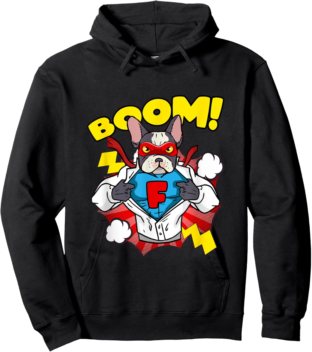French Bulldog as Comic Super Hero Women Kids Hoodie - Hoodie | Black