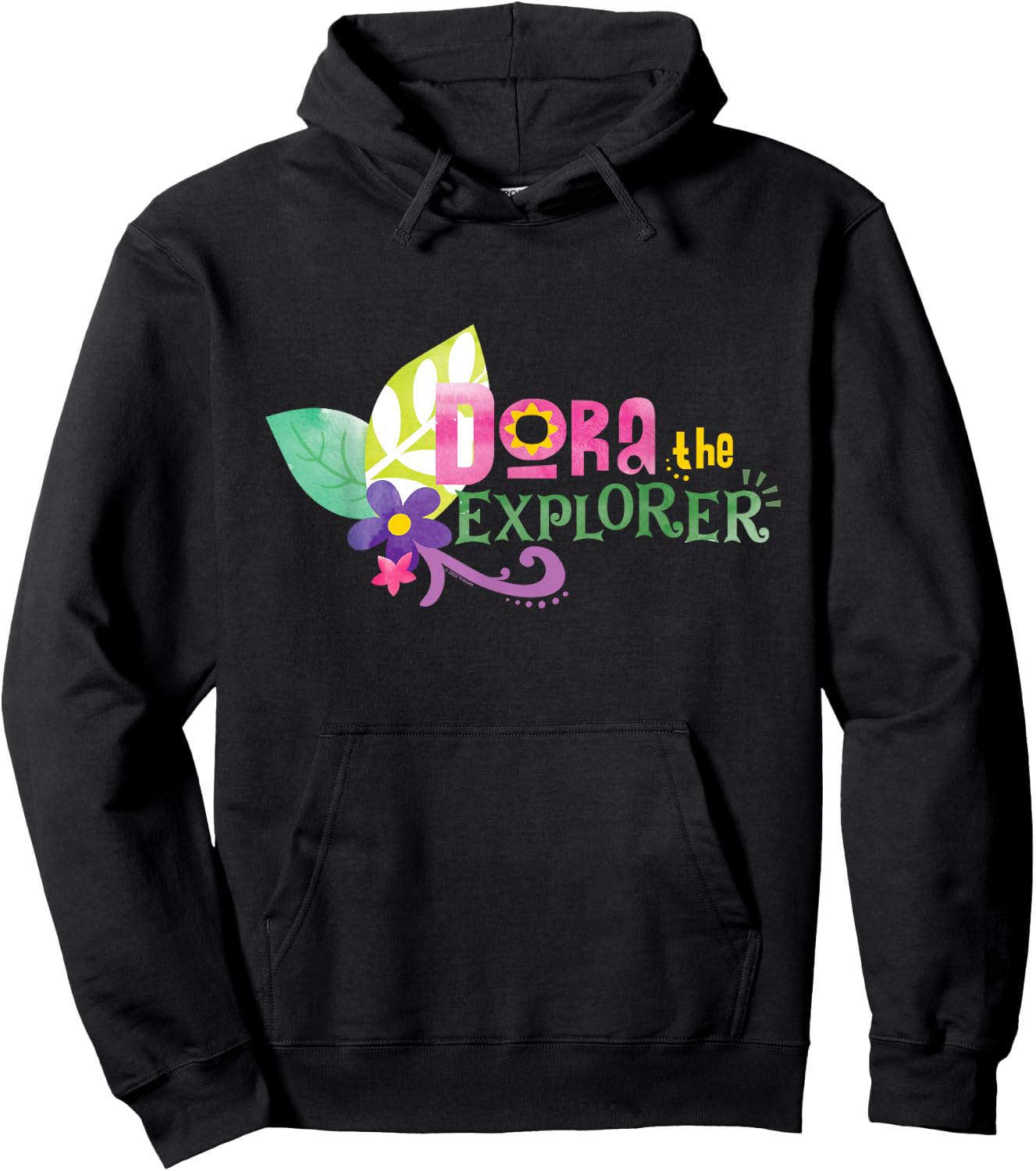 Dora the Explorer Floral Lettering Hoodie - Hoodie | Black