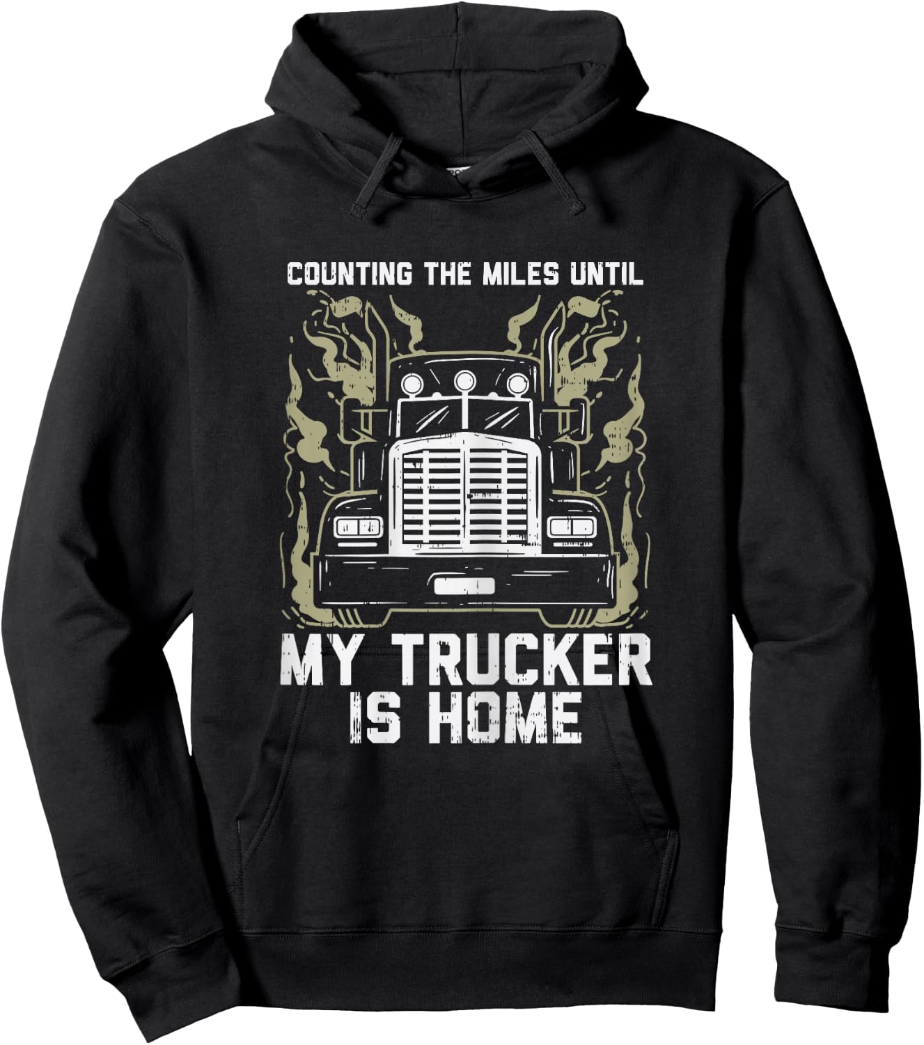 Counting Miles Until My Trucker Home Truck Wife Women Gift Hoodie - Hoodie | Black
