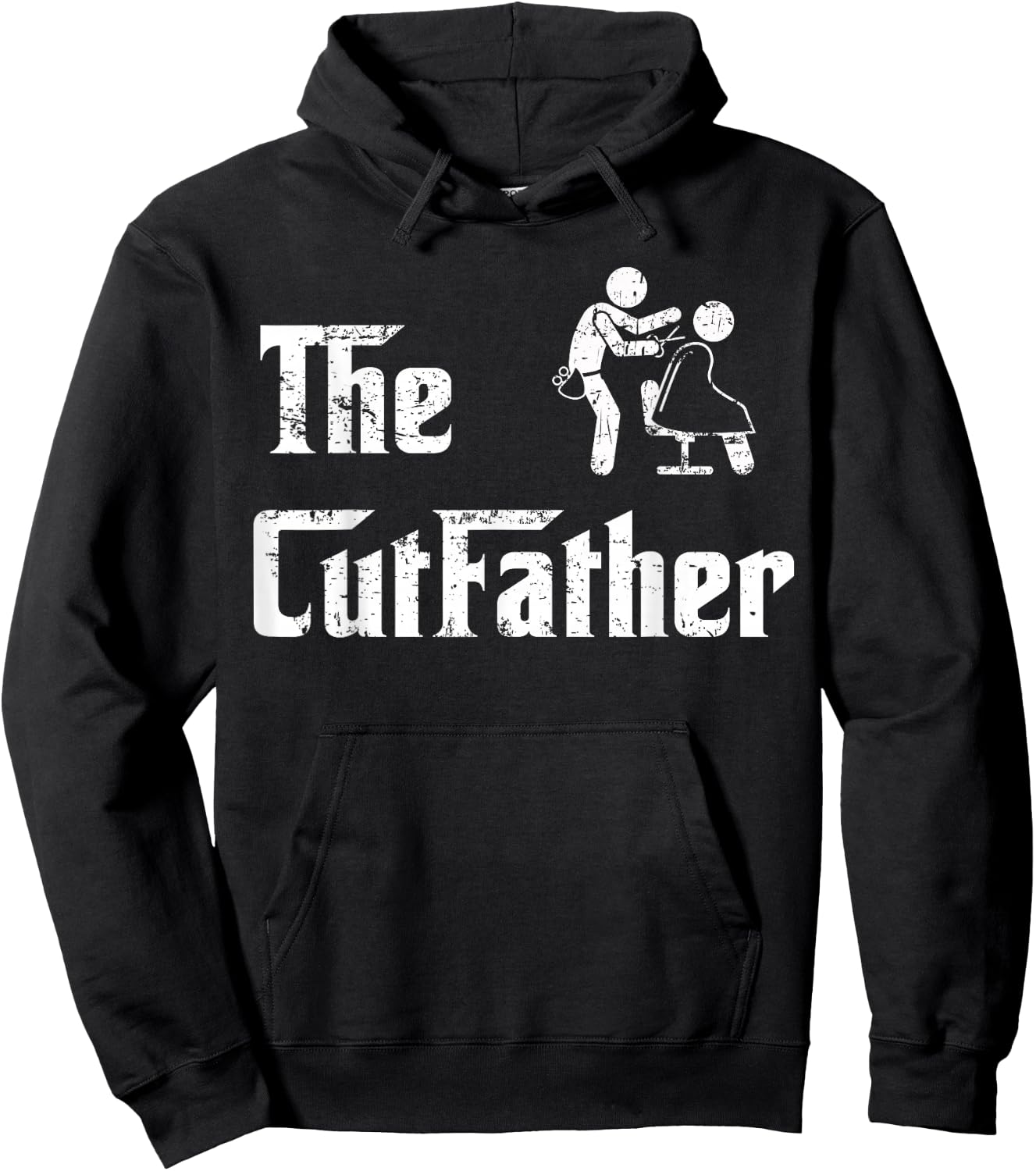 Vintage The Cutfather Fun Barber Hairstylist Dad Fathers Day Hoodie - Hoodie | Black