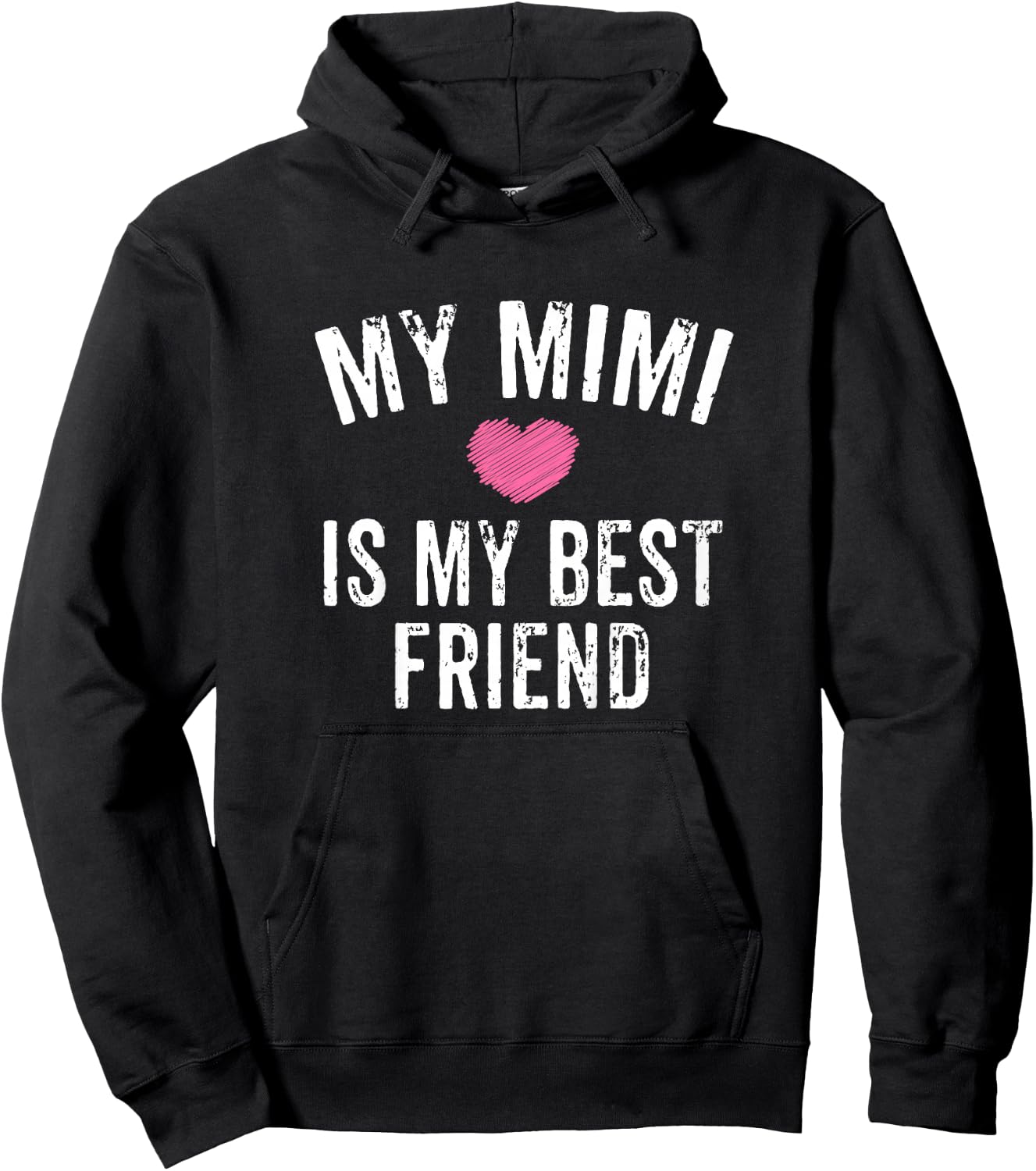 Kids My Mimi is My Best Friend Pink Heart Granddaughter Hoodie - Hoodie | Black