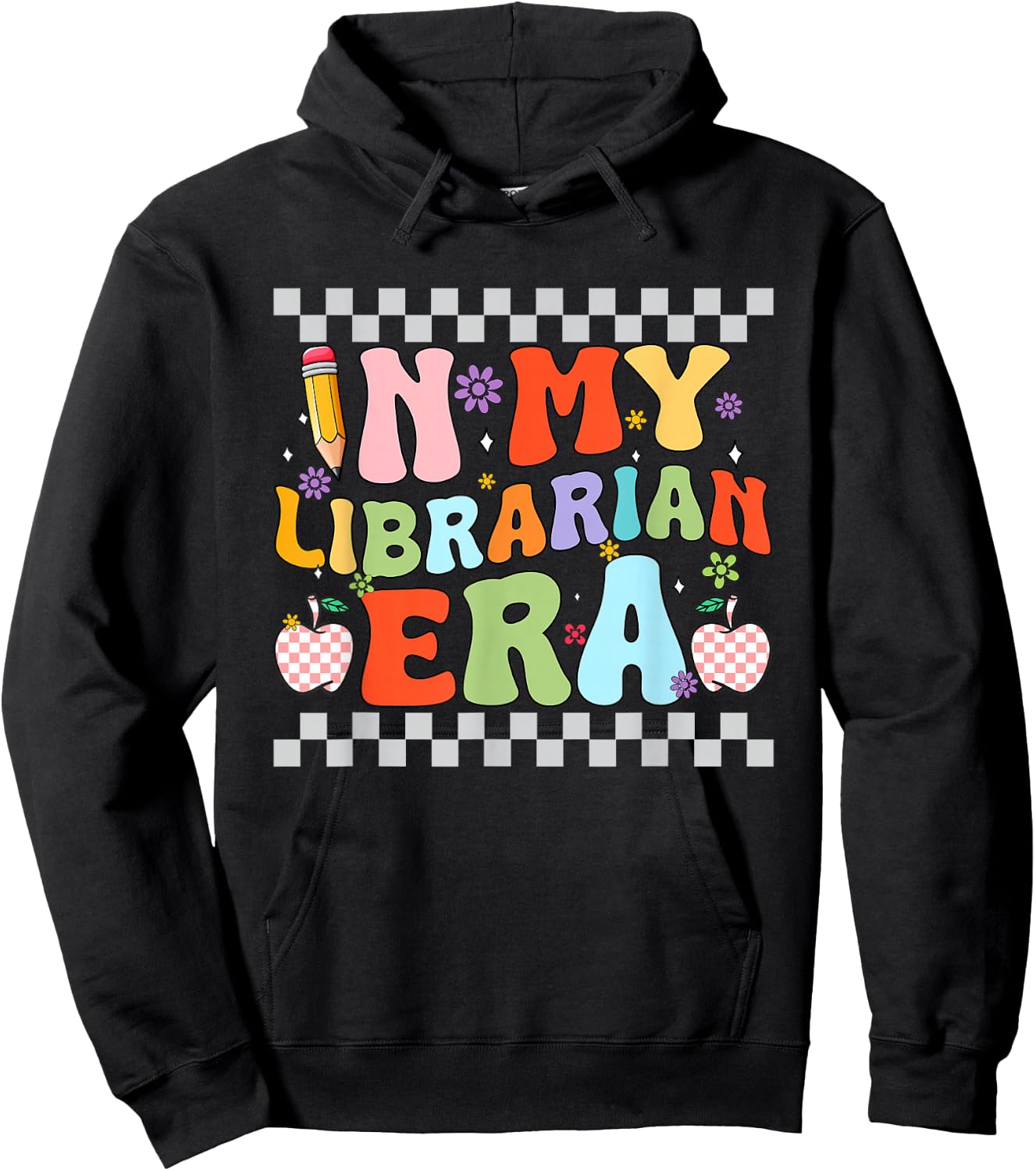 Retro Groovy In My Librarian Era Back To School Bookworm Hoodie - Hoodie | Black