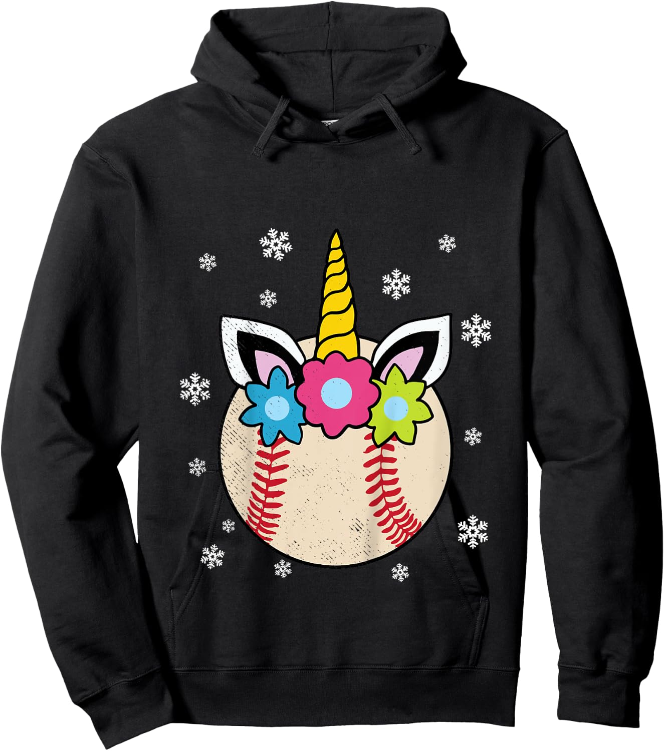 Unicorn Baseball Cute Sports Player Fan Girls Kids Hoodie - Hoodie | Black