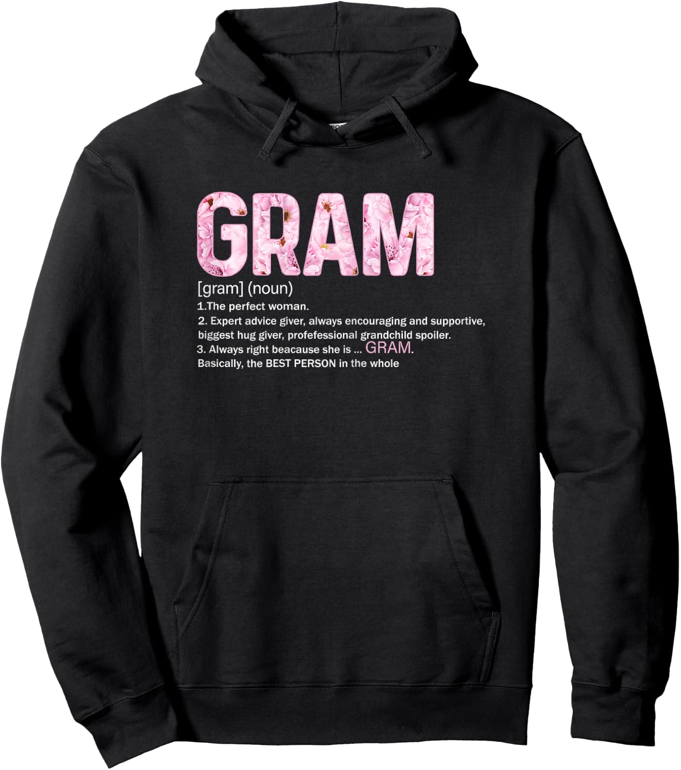 Cute Gram Definition Like Grandma Only Cooler Flower Lovers Hoodie - Hoodie | Black