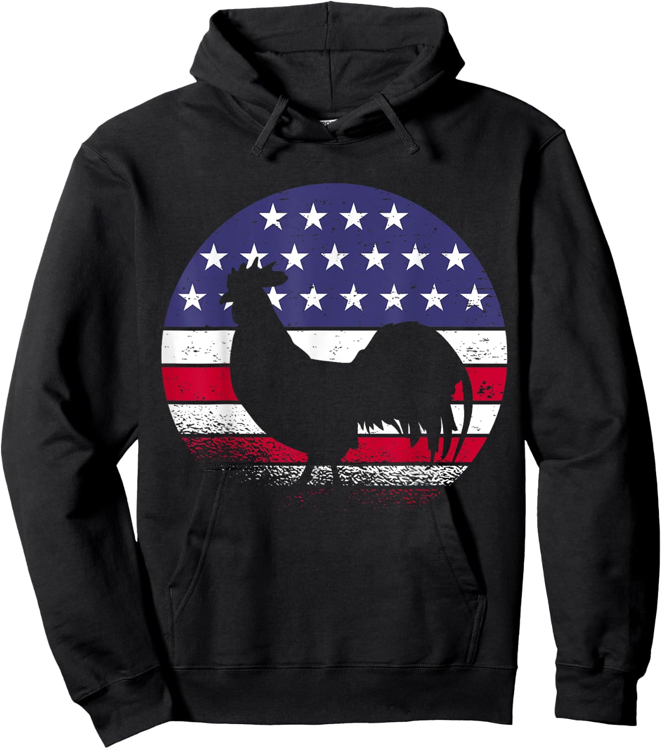 Chickens American Flag USA Rooster Women Men Hoodie - Hoodie | Black