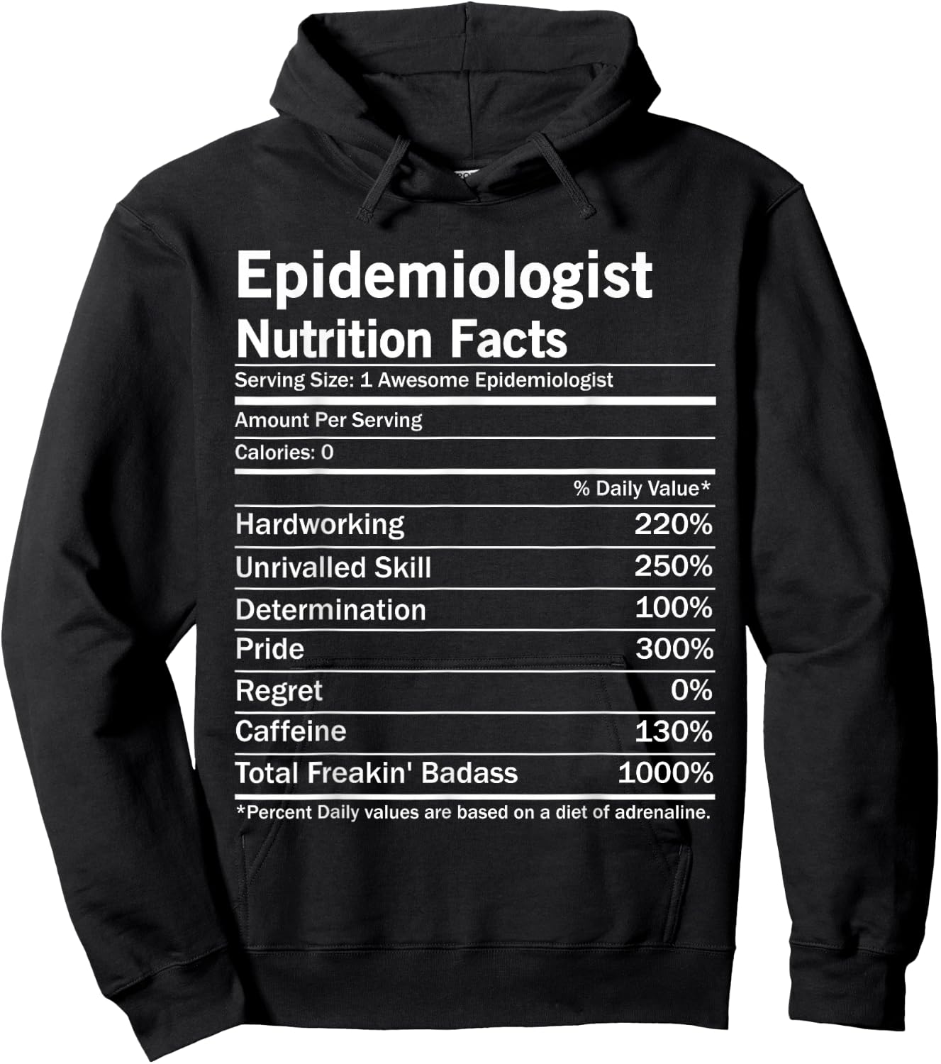 Epidemiologist Nutrition Facts Funny Epidemiology Hoodie - Hoodie | Black