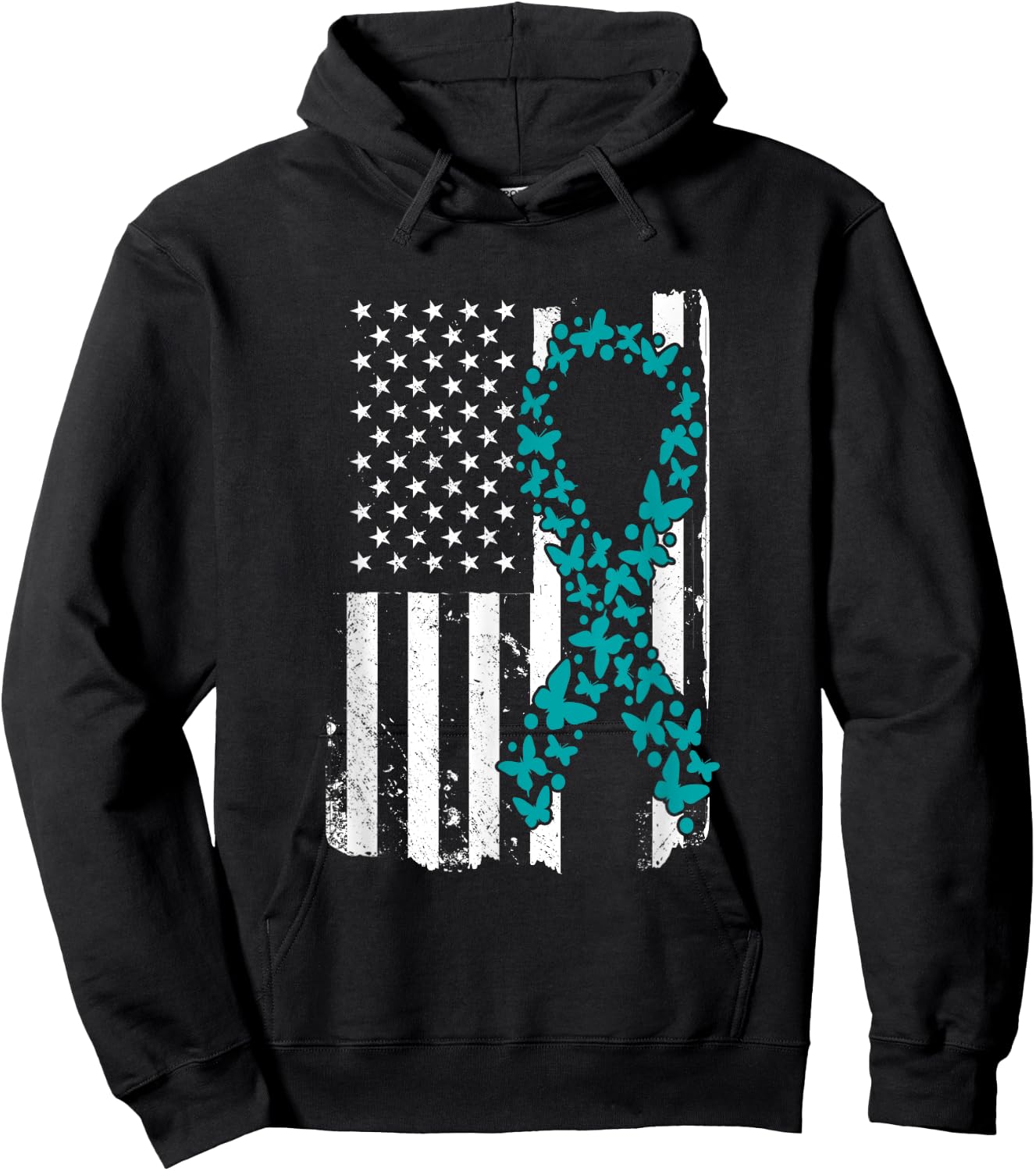 Ovarian Cancer Ribbon Awareness Mother's Day Hoodie - Hoodie | Black