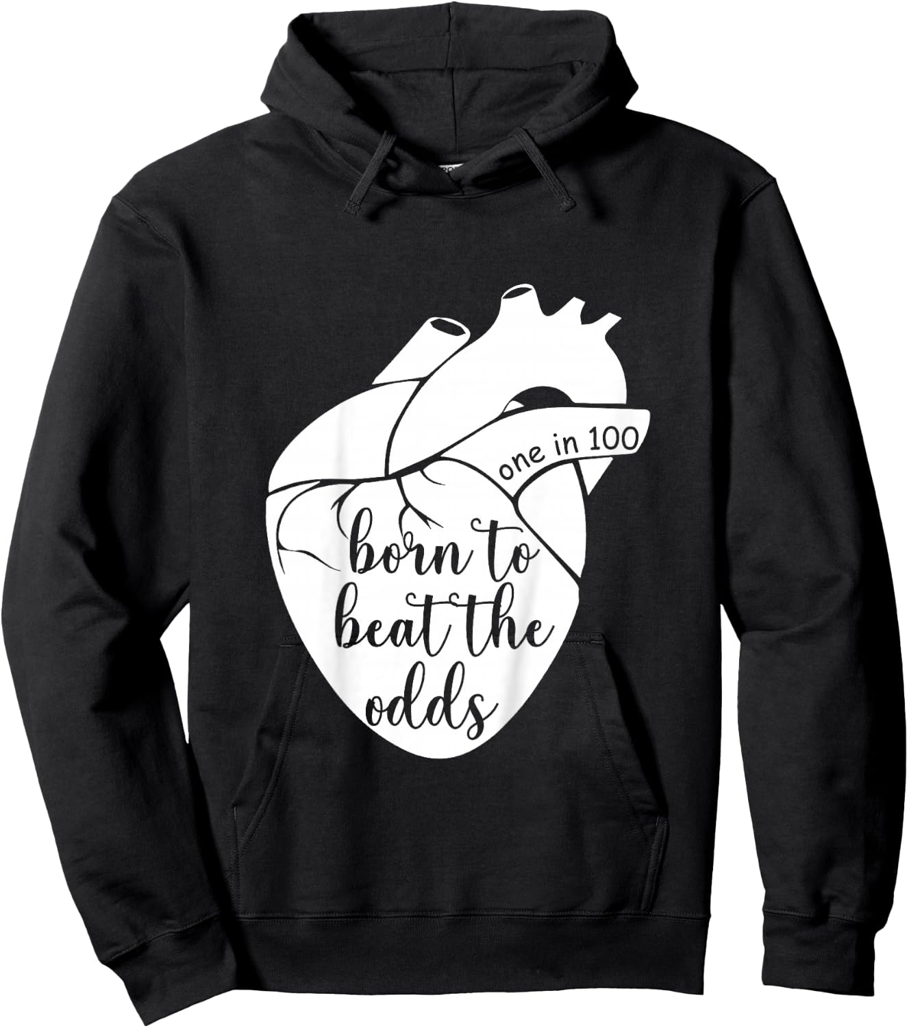 Kids Born to That Beat The Odds CHD Awareness Heart Warrior Hoodie - Hoodie | Black