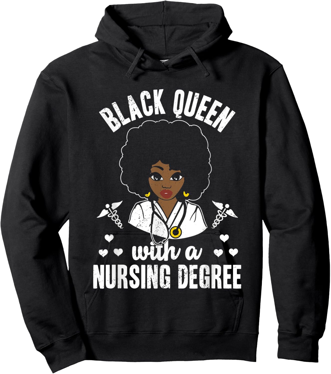 Black Queen With A Nursing Degree Medical School Graduate Hoodie - Hoodie | Black