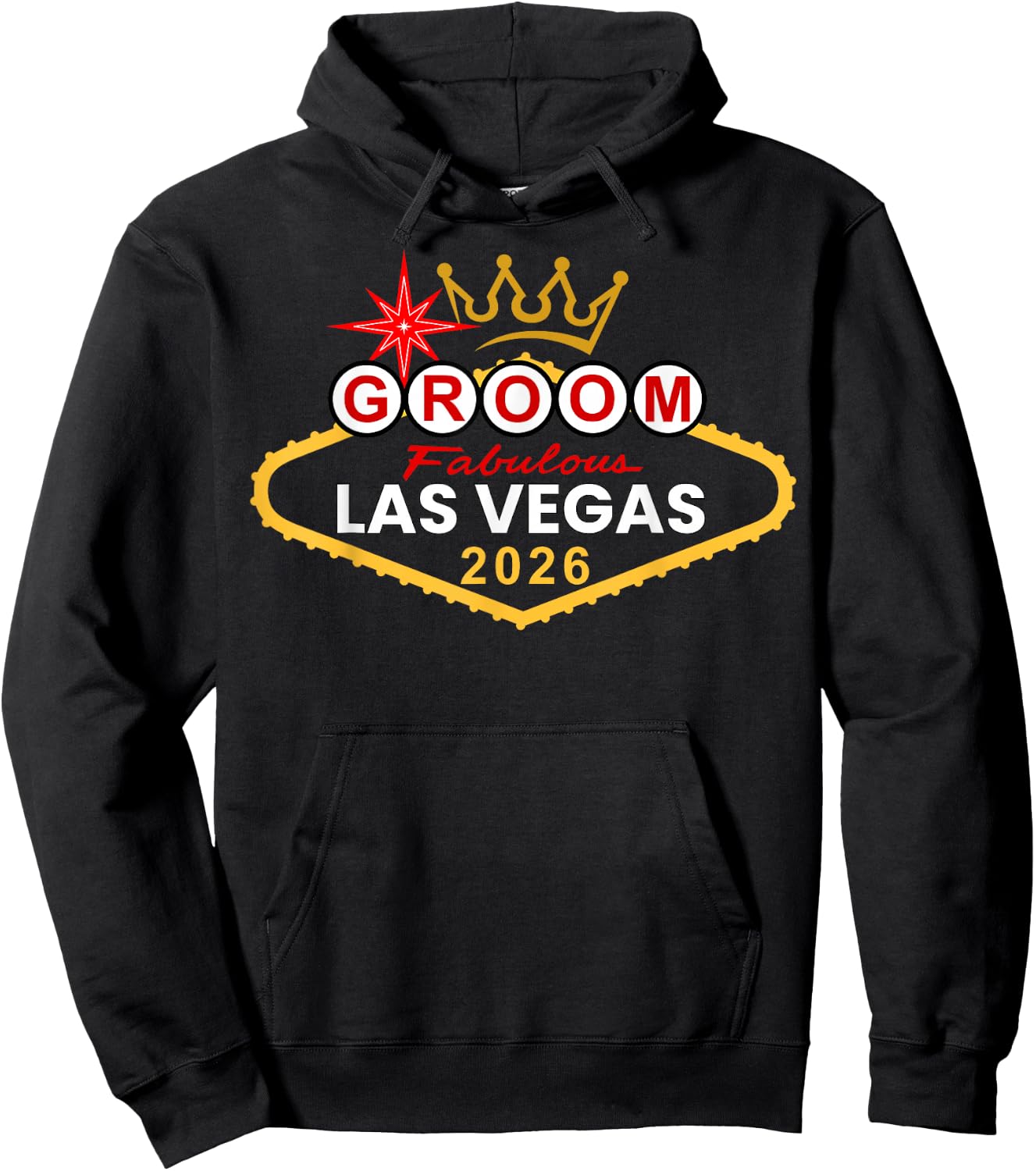Groom Vegas Bachelor Party Group 2026 Married in Vegas Groom Hoodie - Hoodie | Black