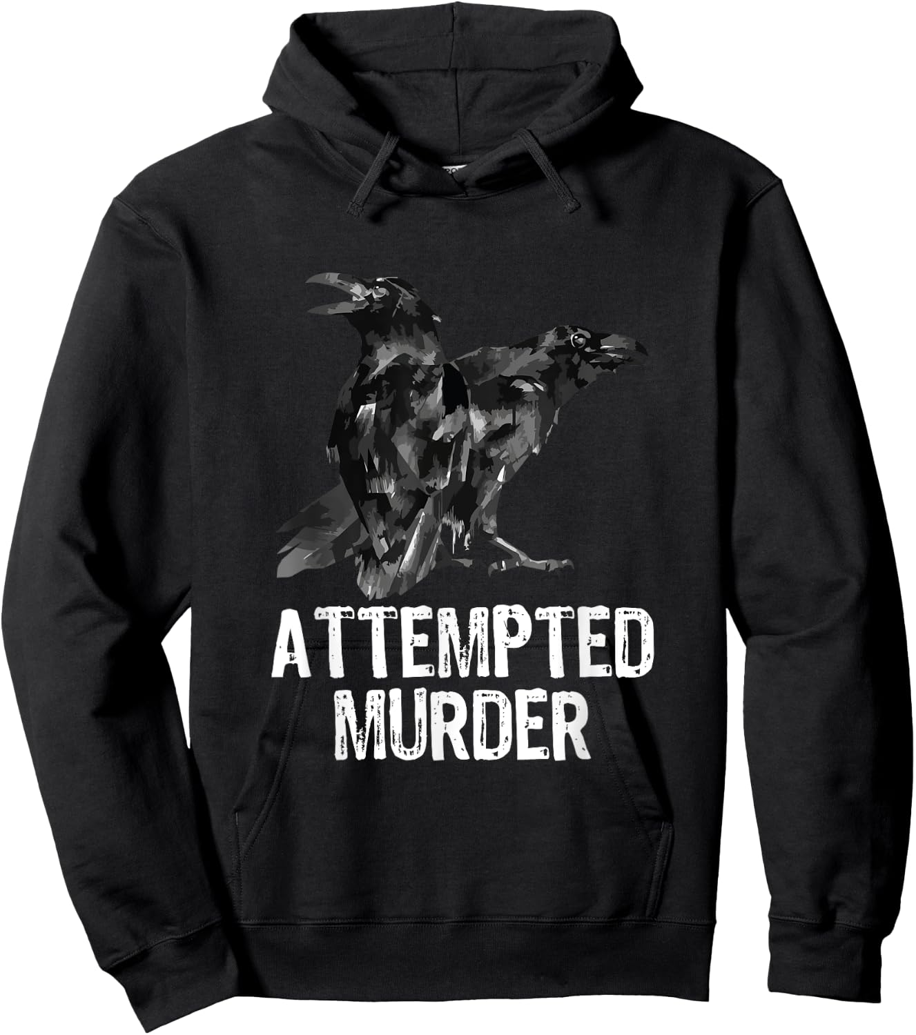 Attempted Murder Crows & Ravens Funny Crow Shirt - Black - Men's Small - Classic Fit - Cotton Blend - Literary-Themed - - Short Sleeve Hoodie - Hoodie | Black