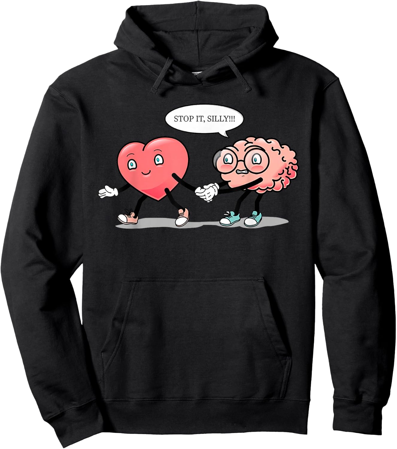 Heart vs Brain Heart Leading Brain Valentines Hoodie - Hoodie | Black