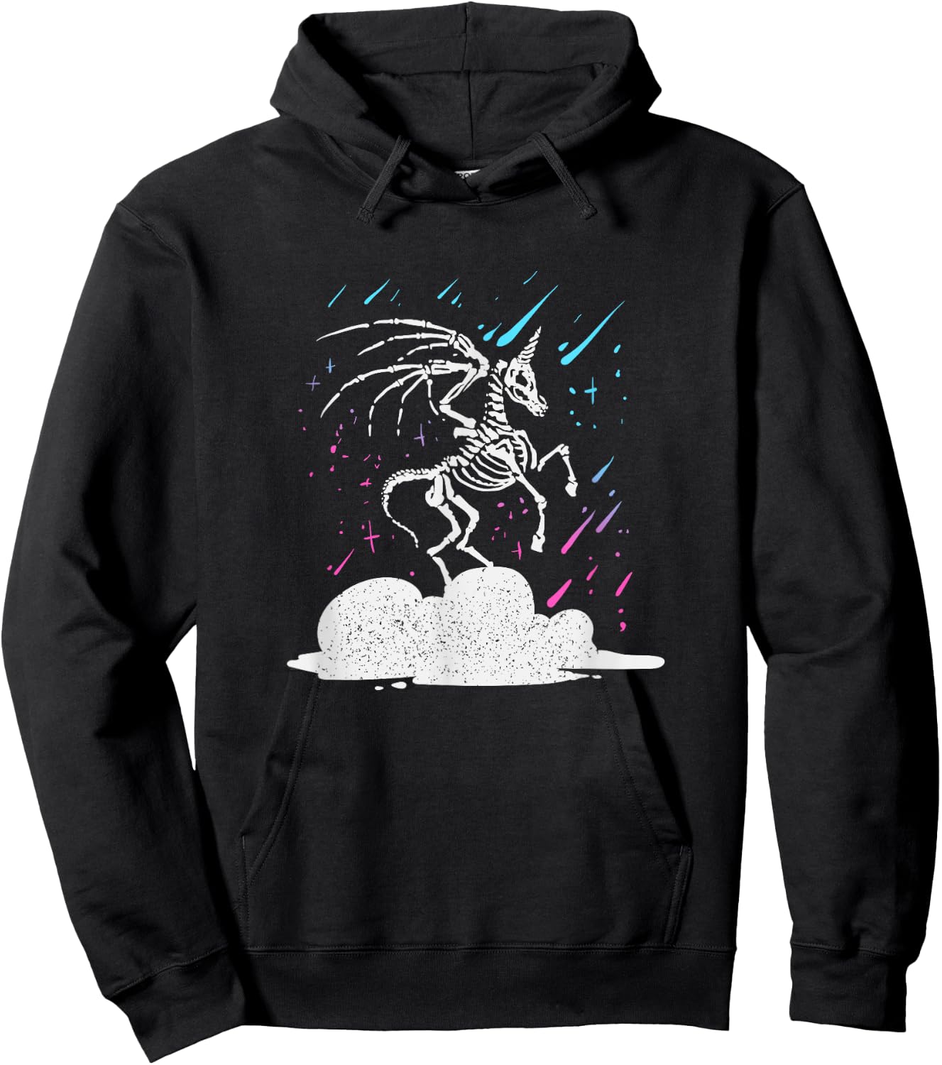 Dead Unicorn Skeleton Rainbow Artwork Hoodie - Hoodie | Black