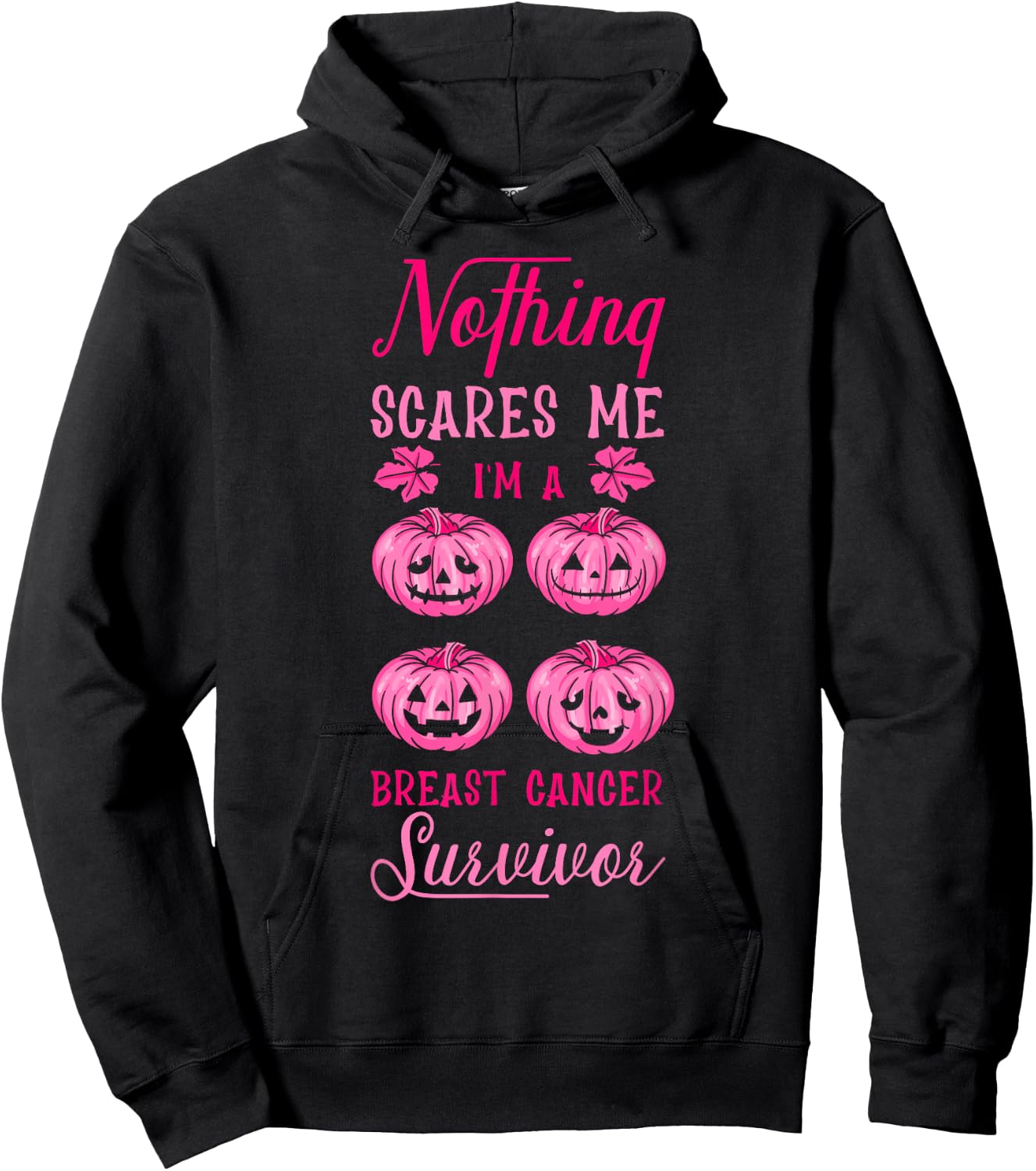 Breast Cancer Halloween Party Survivor Pink Pumpkin Hoodie - Hoodie | Black