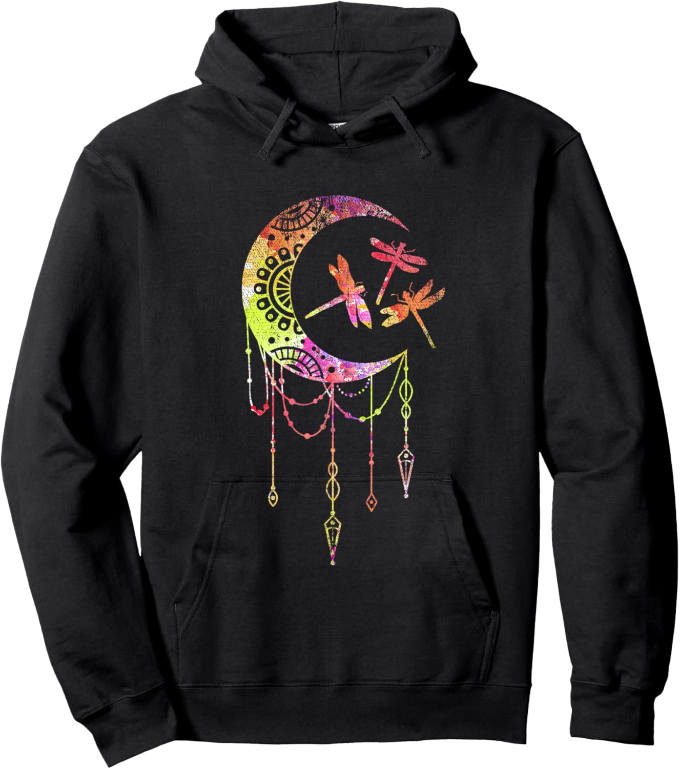 Dream Catcher Spirit Animal Chakra Colorful Dragonfly Hoodie - Hoodie | Black