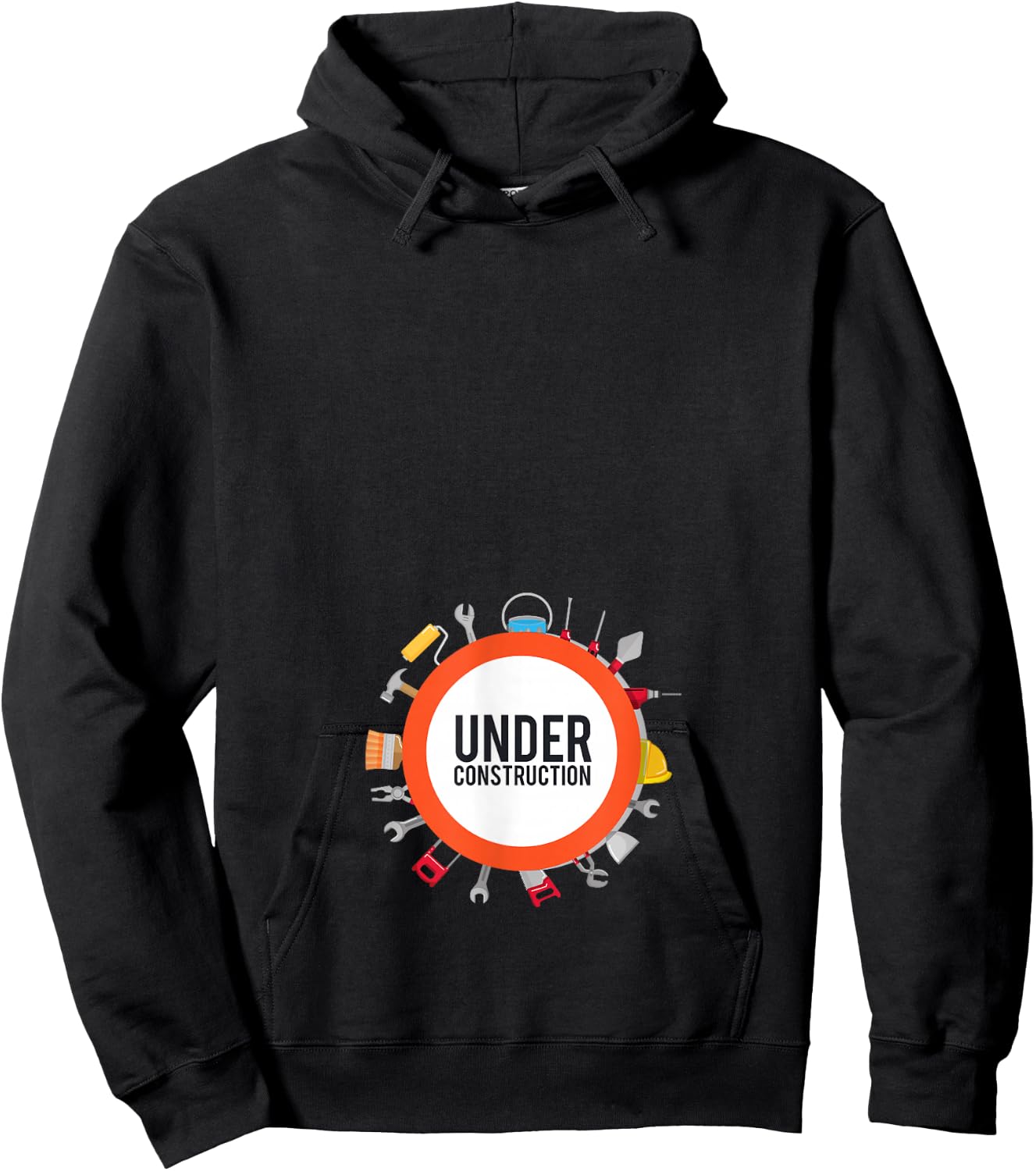 Funny Under Construction Pregnancy Announcement Hoodie - Hoodie | Black