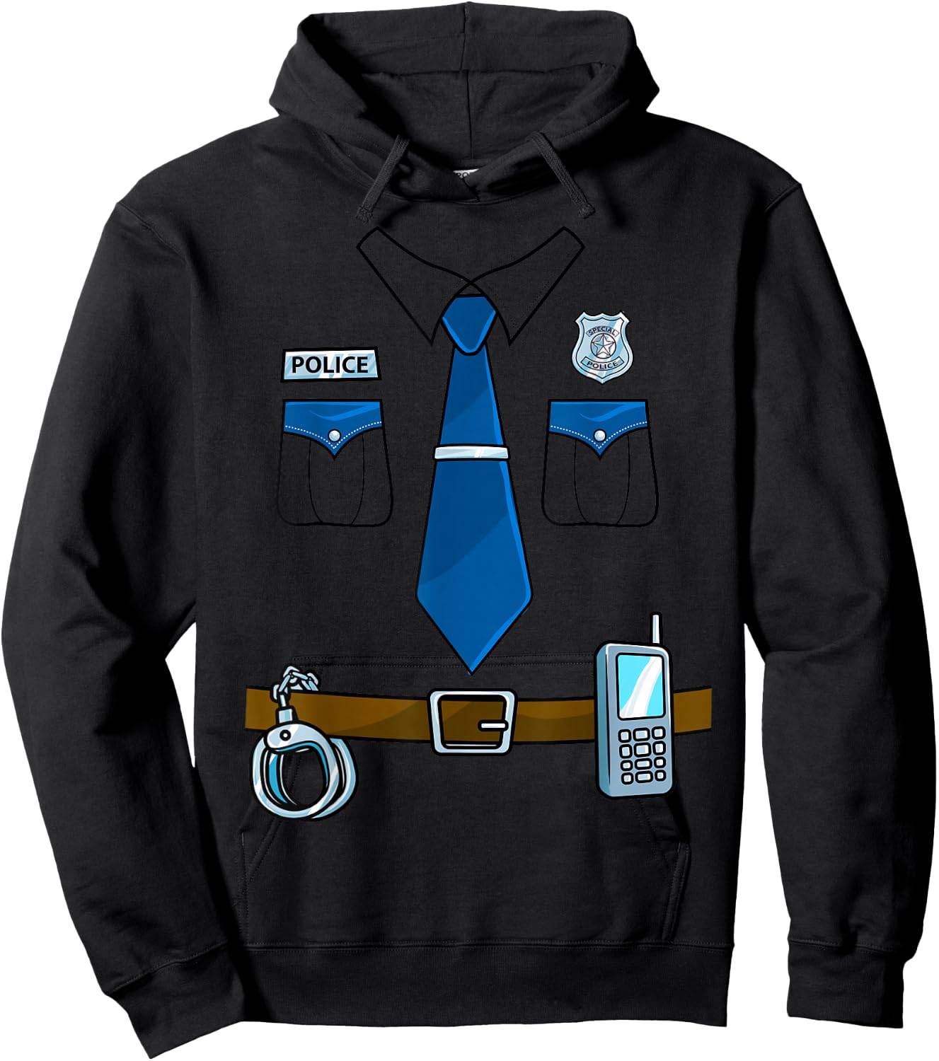Police Costume Cop Uniform Officer Halloween Women Men Boys Small Hoodie - Hoodie | Black