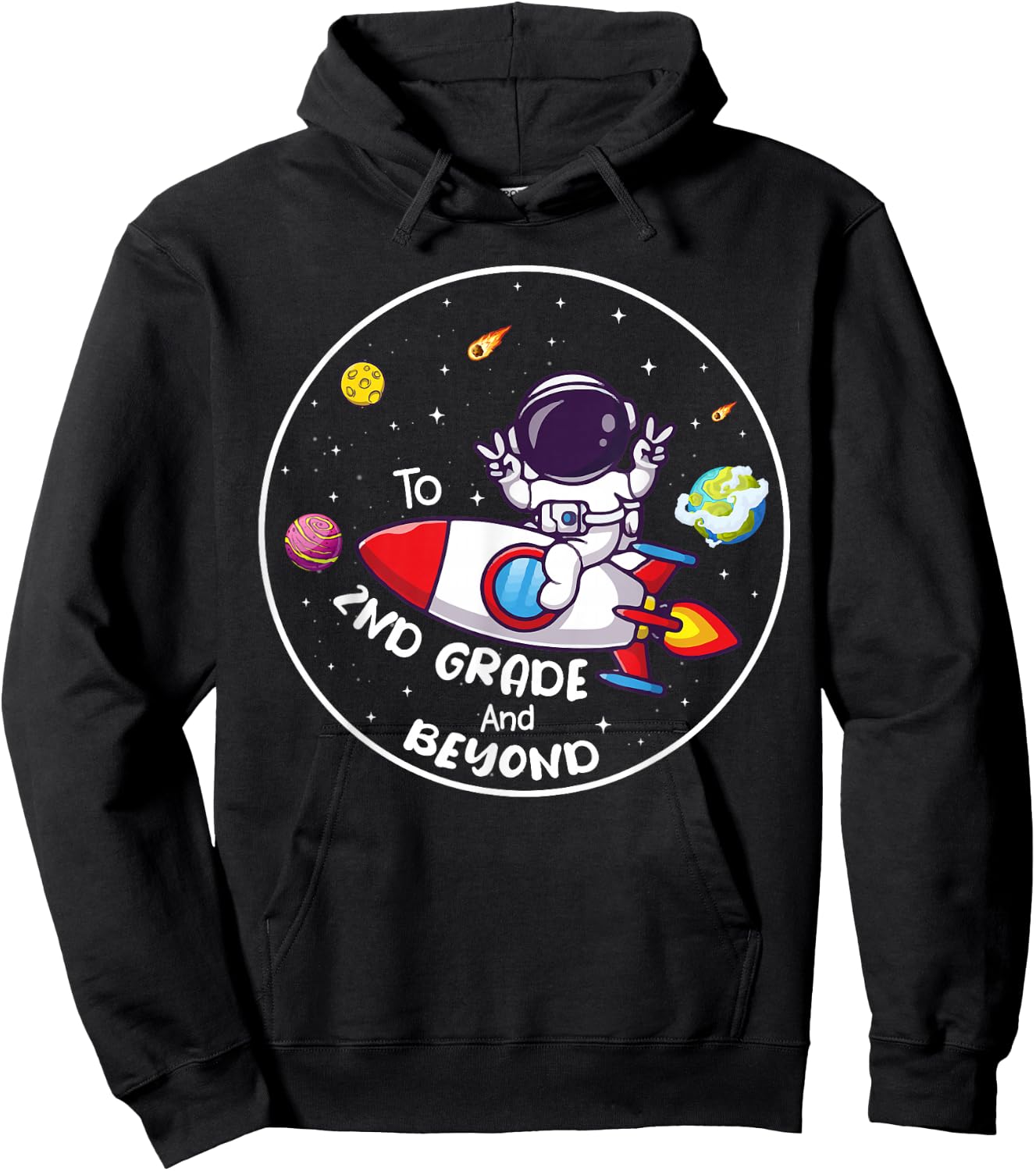 Second Grade and Beyond Astronaut 2nd Grade Students Hoodie - Hoodie | Black