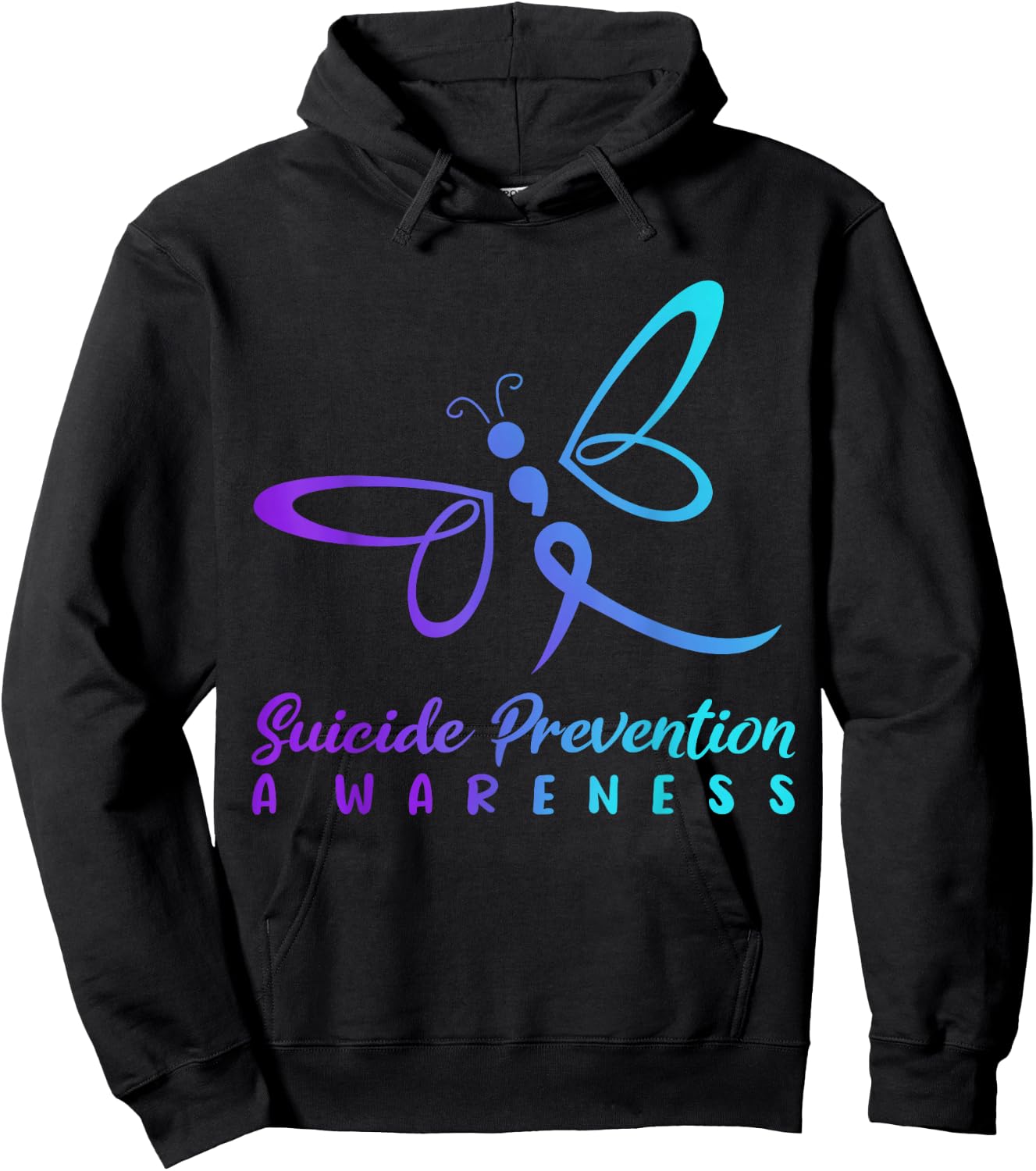 Dragonfly Suicide Prevention Awareness Pink And Teal Ribbon Hoodie - Hoodie | Black