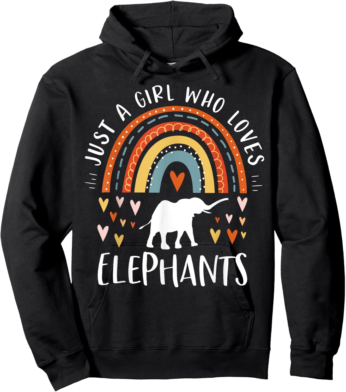Just A Girl Who Loves Elephants Rainbow Gifts Elephant Lover Small Hoodie - Hoodie | Black