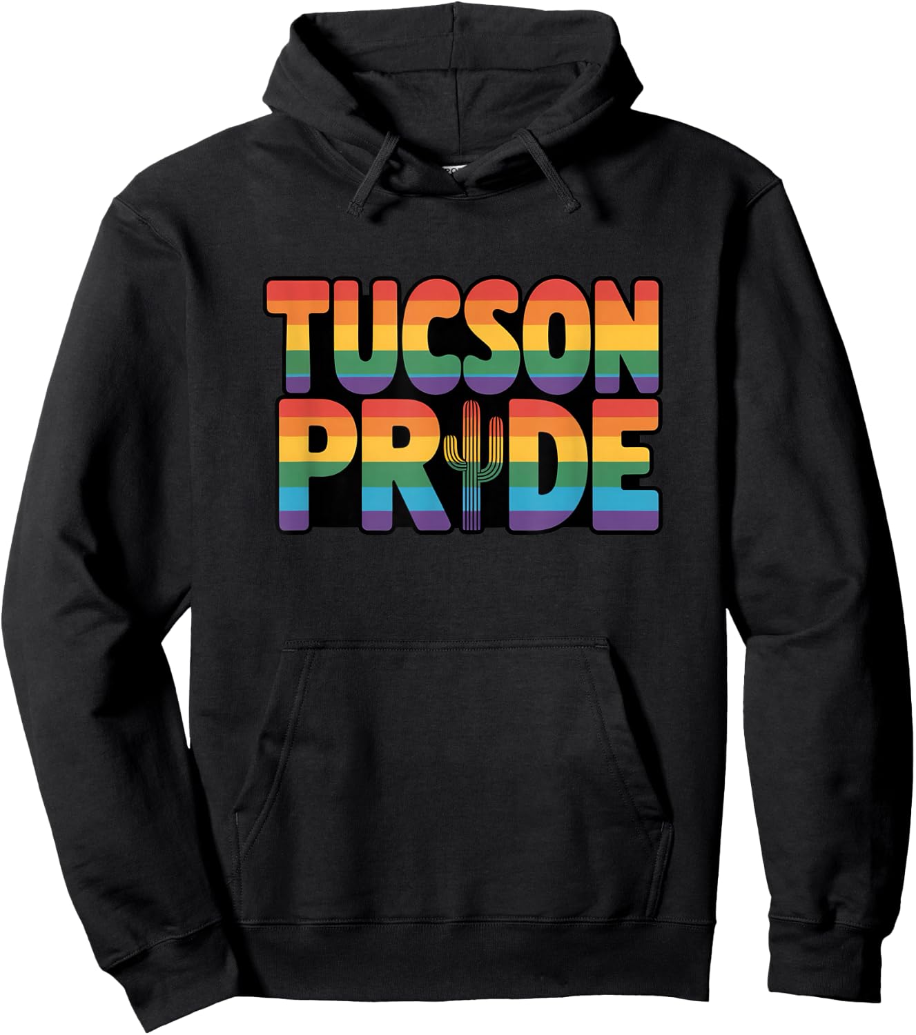 Tucson Pride Rainbow LGBTQ Gay Pride Arizona Saguaro Cactus Hoodie - Hoodie | Black
