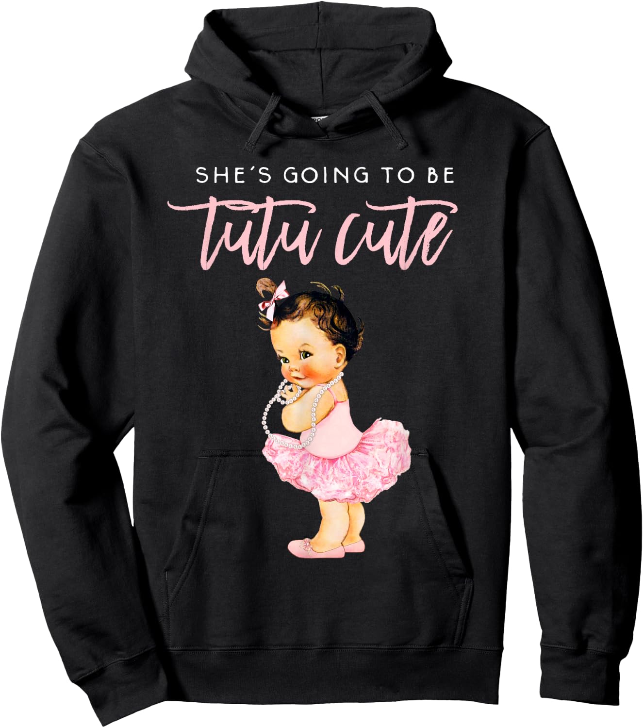 Its A Girl Gender Reveal Shirt Touchdown Tutu Baby Shower Hoodie - Hoodie | Black