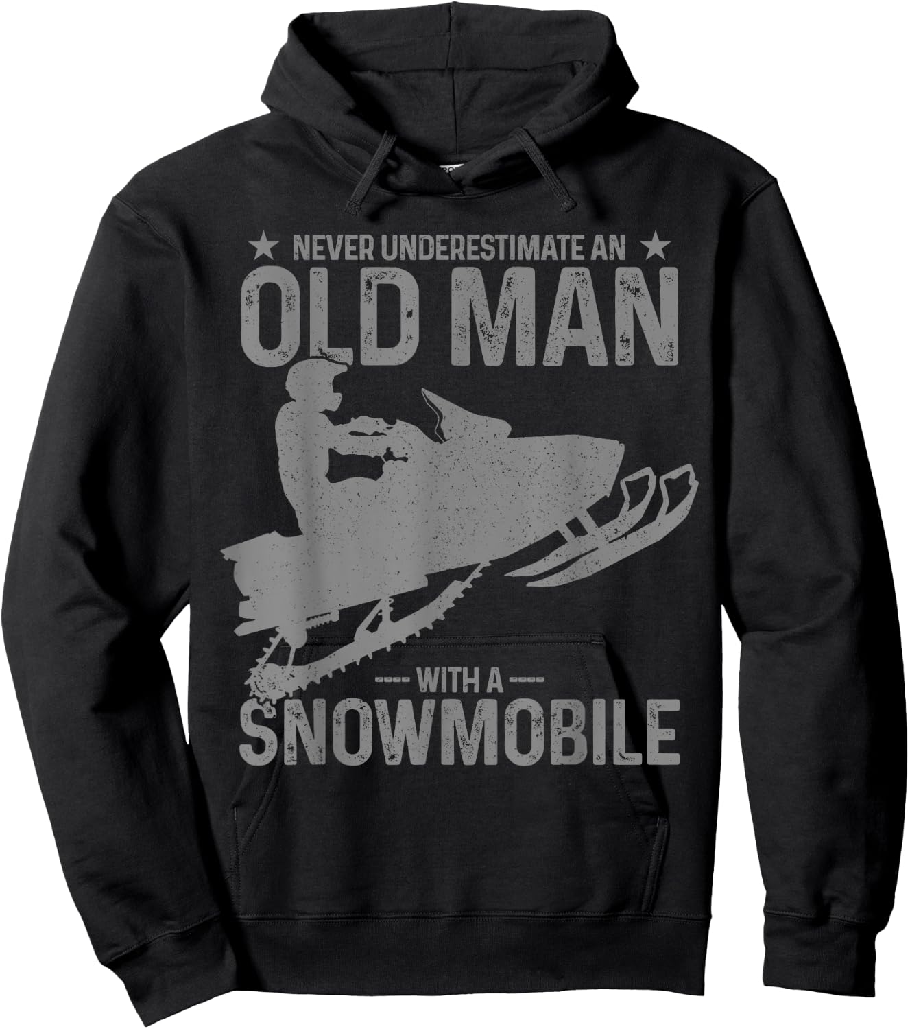 Never Underestimate An Old Man With A Snowmobile Funny Hoodie - Hoodie | Black