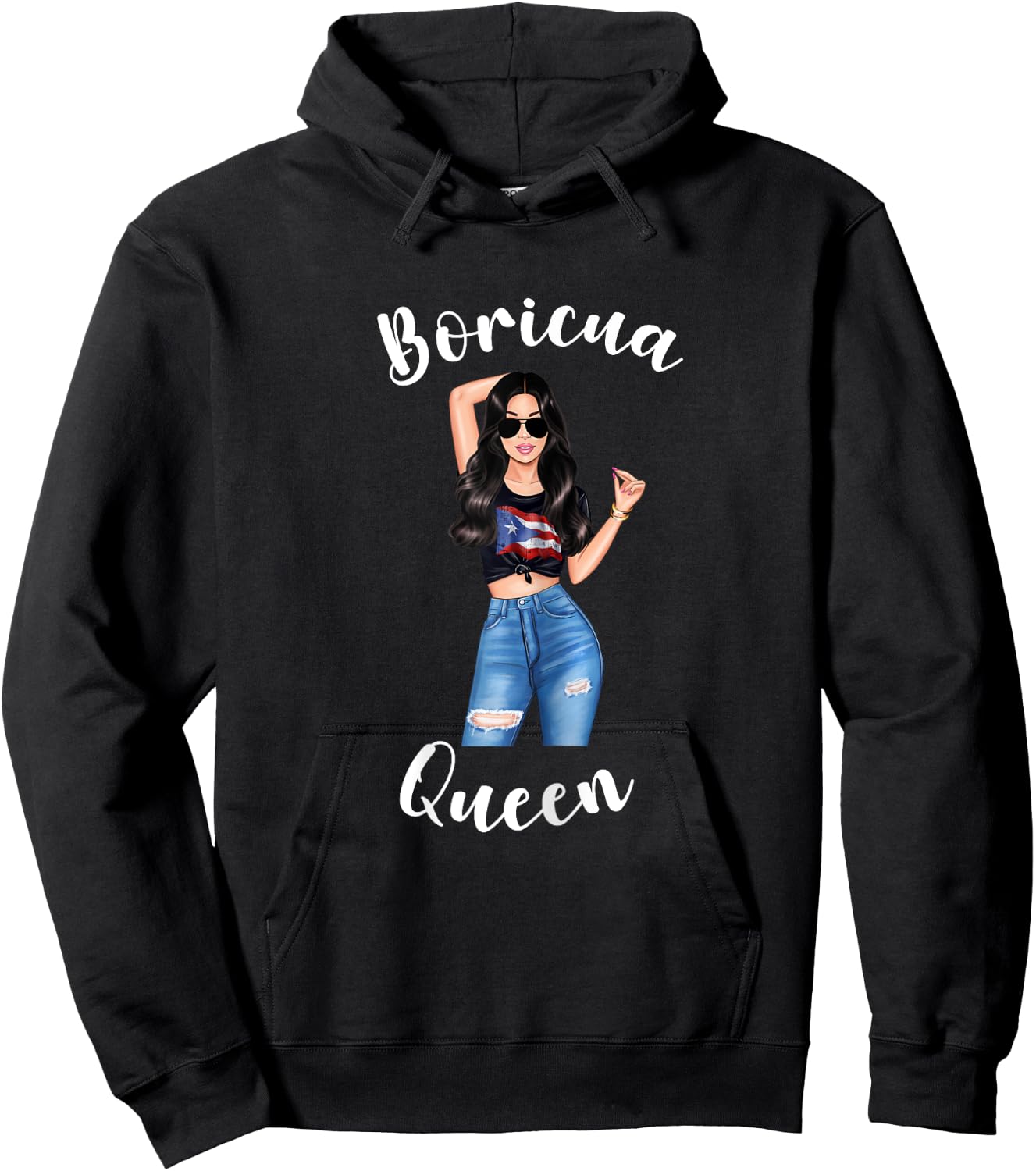 Boricua Queen Puerto Rico Woman Rican Proud Princess Diva Hoodie - Hoodie | Black