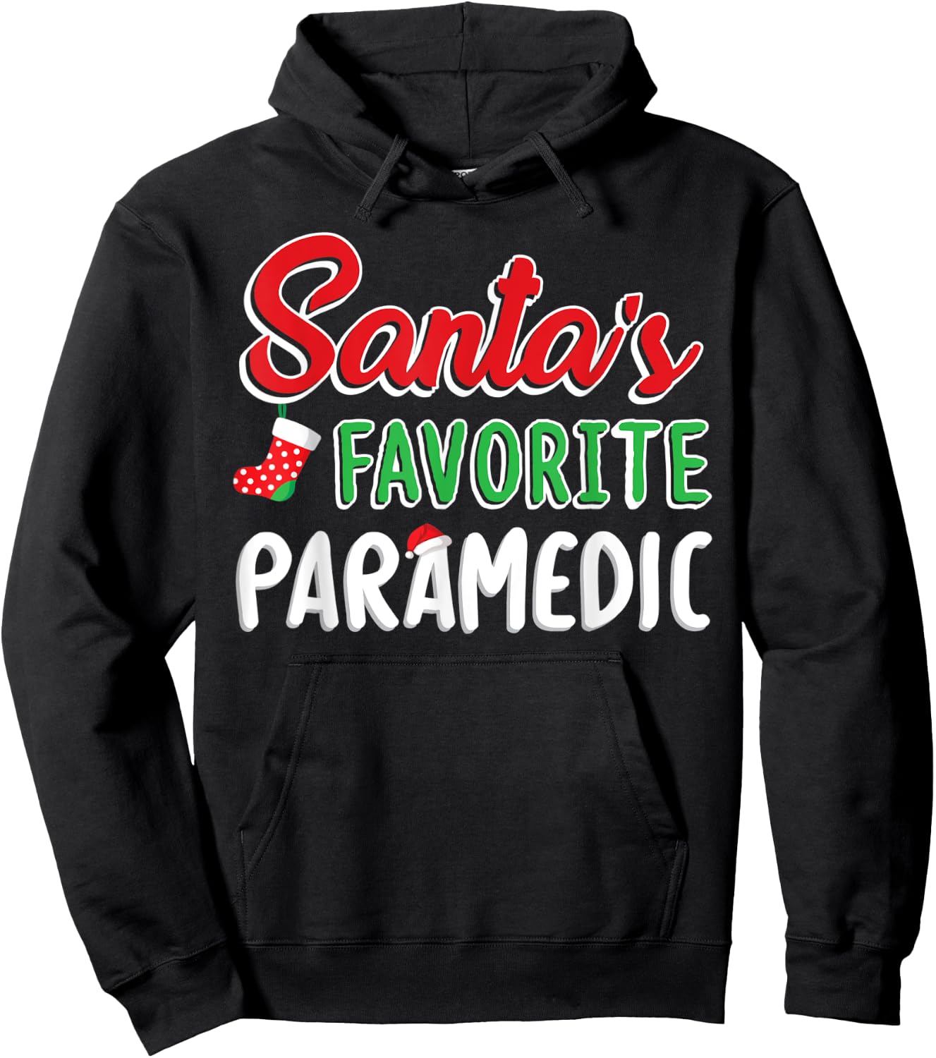 Santa's Favorite Paramedic T Shirt Cute Merry Xmas Party Hoodie - Hoodie | Black