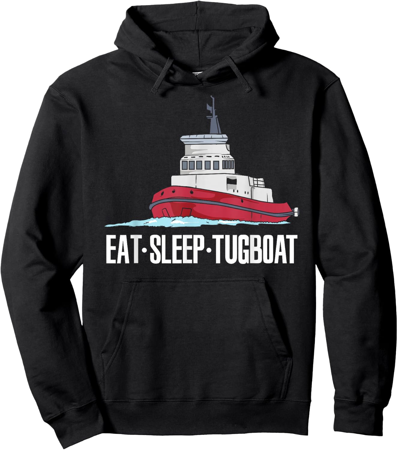 Tugboat Captain Towboater Tugboats Funny Eat Sleep Tugboat Hoodie - Hoodie | Black