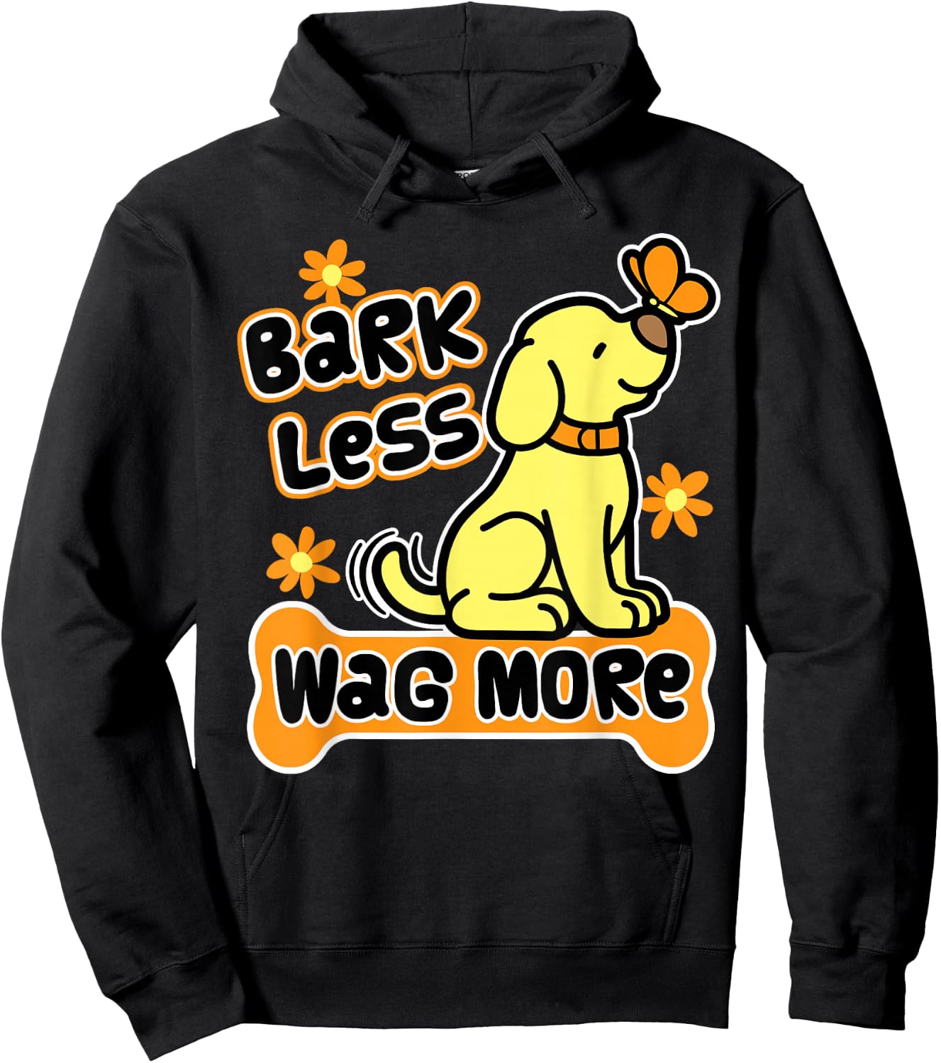 Bark Less Wag More. Cute Puppy Shirts for Girls Dog Lover Hoodie - Hoodie | Black