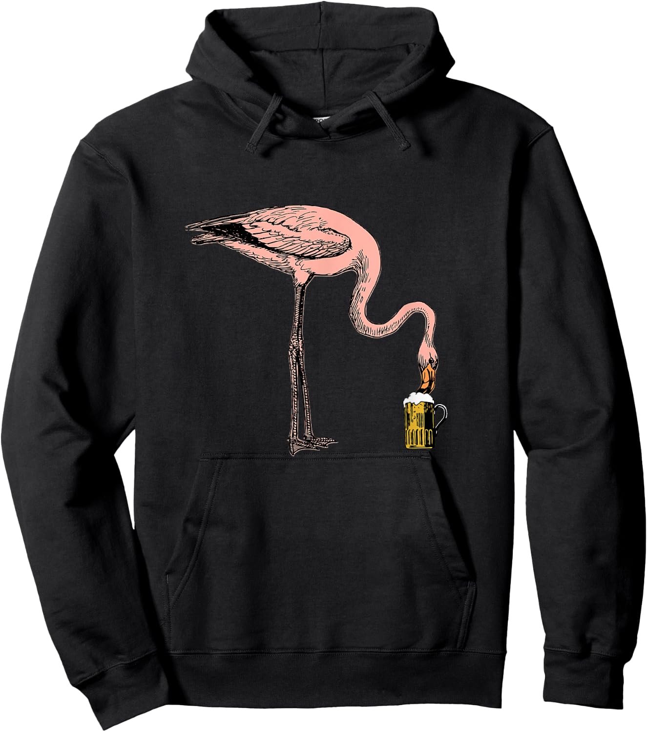 Flamingo Drinking Beers - Party Animal, Beer Lover Partying Hoodie - Hoodie | Black