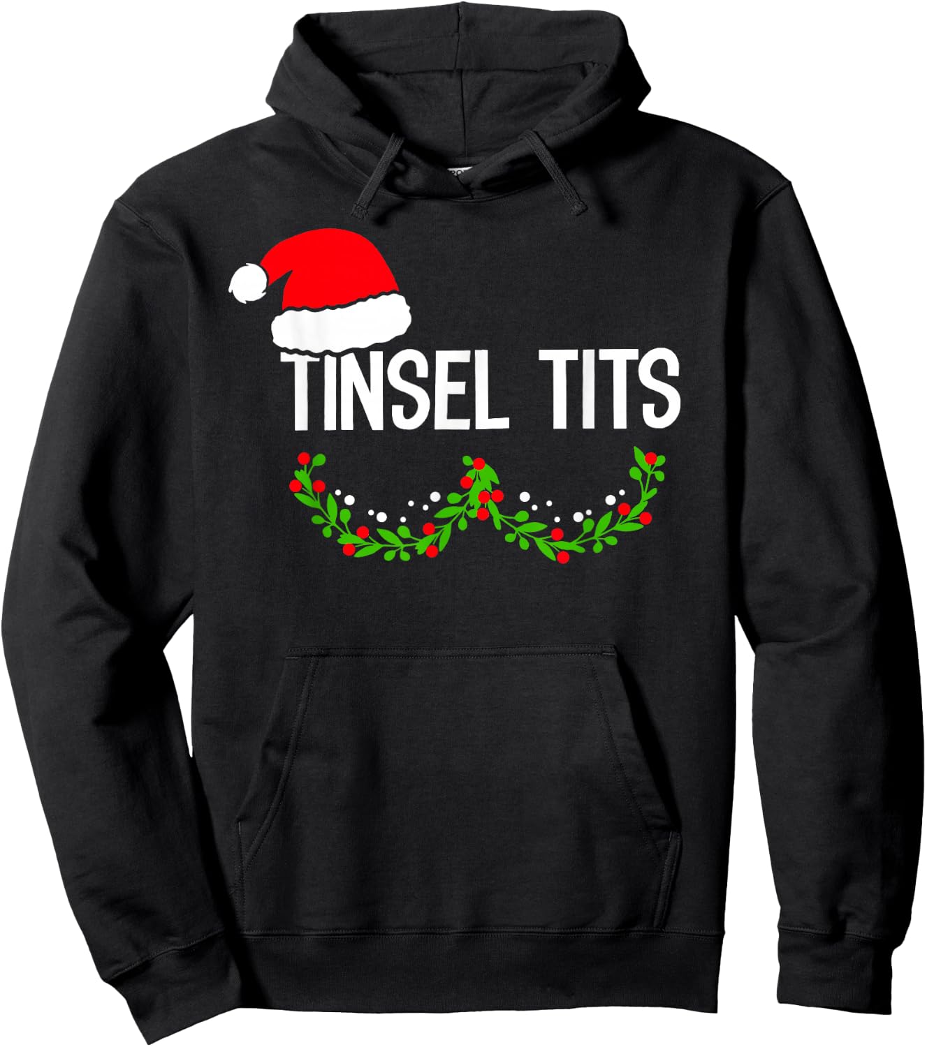 Funny Tinsel-Tits Matching Jingle-Balls Christmas Couples Hoodie - Hoodie | Black
